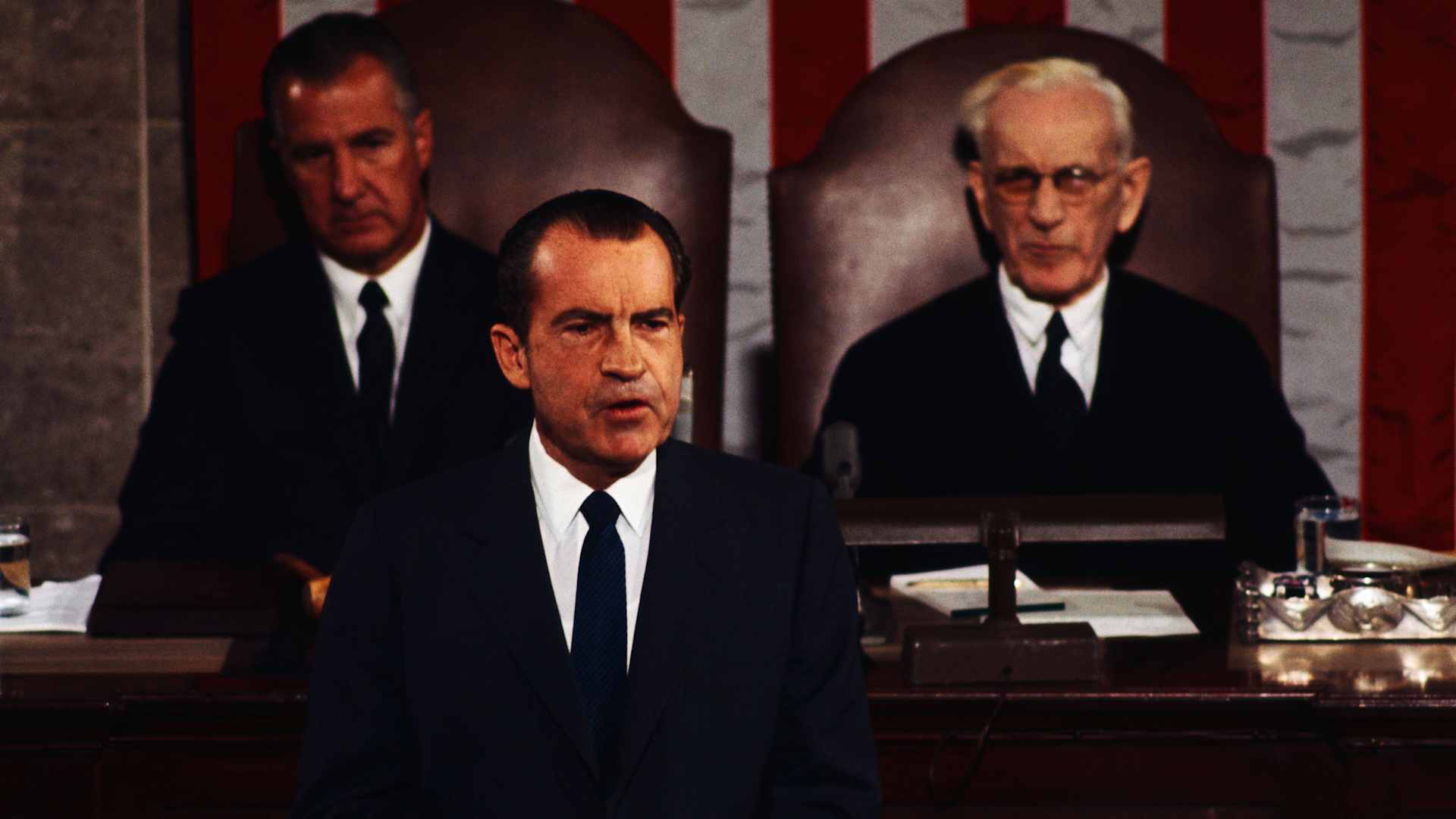 President Nixon delivering his first State of the Union speech in 1970 where he addressed concerns about the environment.