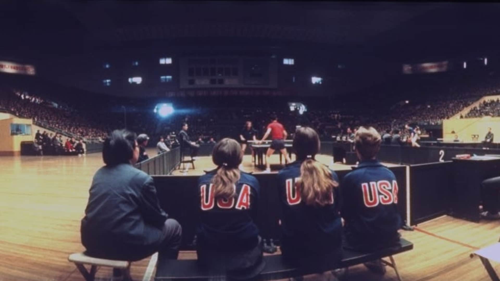 Female members of the American ping pong team.  (Credit: Frank Fischbeck/Getty Images)