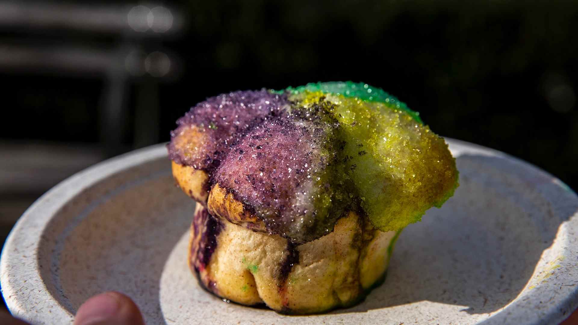 A king cake during Universal's Mardi Gras celebration on February 22, 2019.