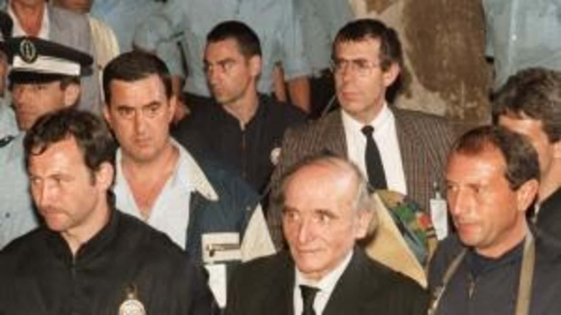 Klaus Barbie outside the Lyons courthouse following his sentencing on July 4, 1987.