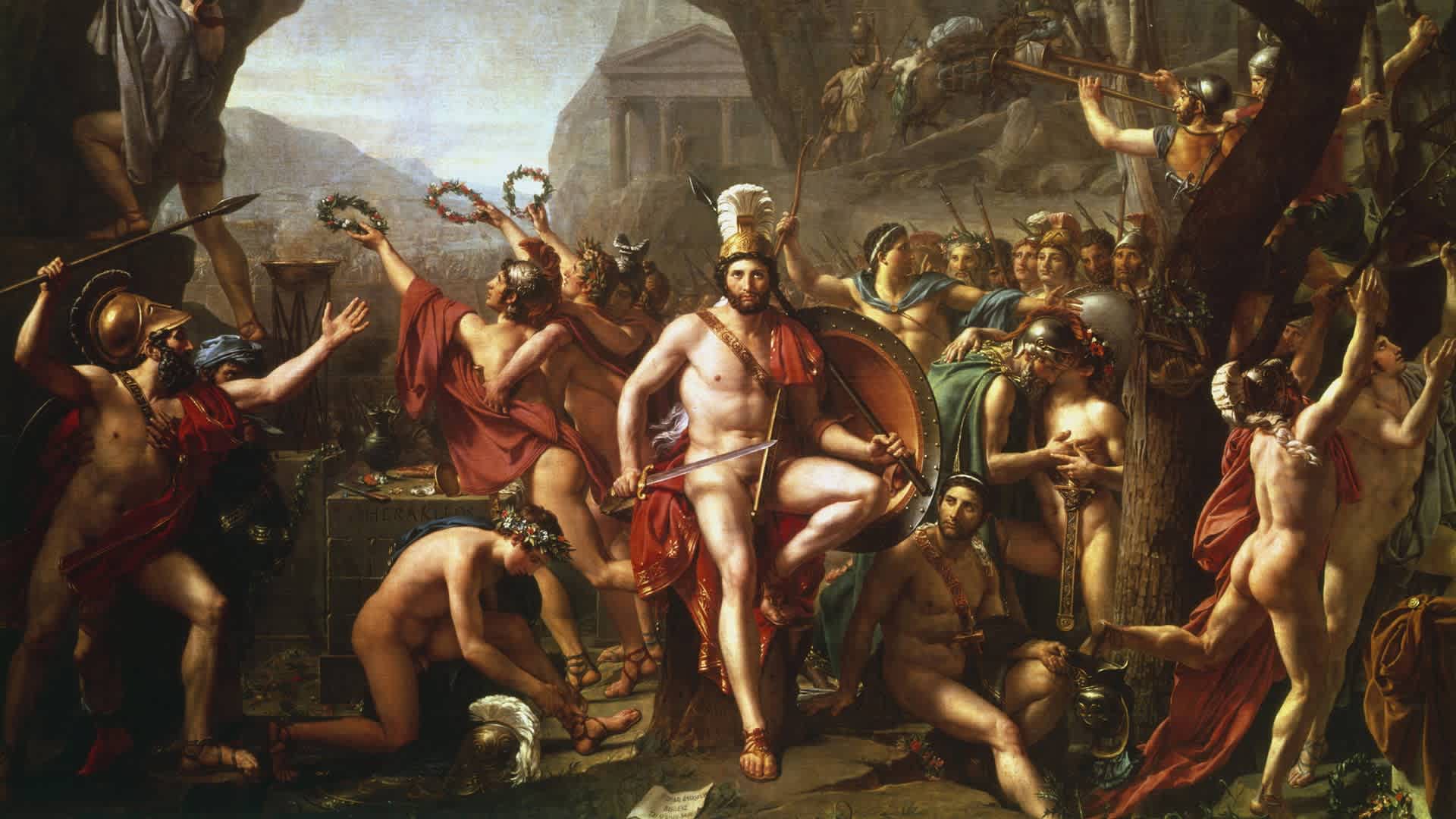Leonidas at Thermopylae' (1814). Leonidas (dc480 BC) king of Sparta from 491 BC. Held pass at Thermopylae for 3 days with 300 Spartans and 700 Thespians against the Persian army. Leonidas and his followers all died. Jacques Louis David (1748-1825) French ...UNSPECIFIED - CIRCA 1754: Leonidas at Thermopylae' (1814). Leonidas (dc480 BC) king of Sparta from 491 BC. Held pass at Thermopylae for 3 days with 300 Spartans and 700 Thespians against the Persian army. Leonidas and his followers all died. Jacques Louis David (1748-1825) French painter. (Photo by Universal History Archive/Getty Images)