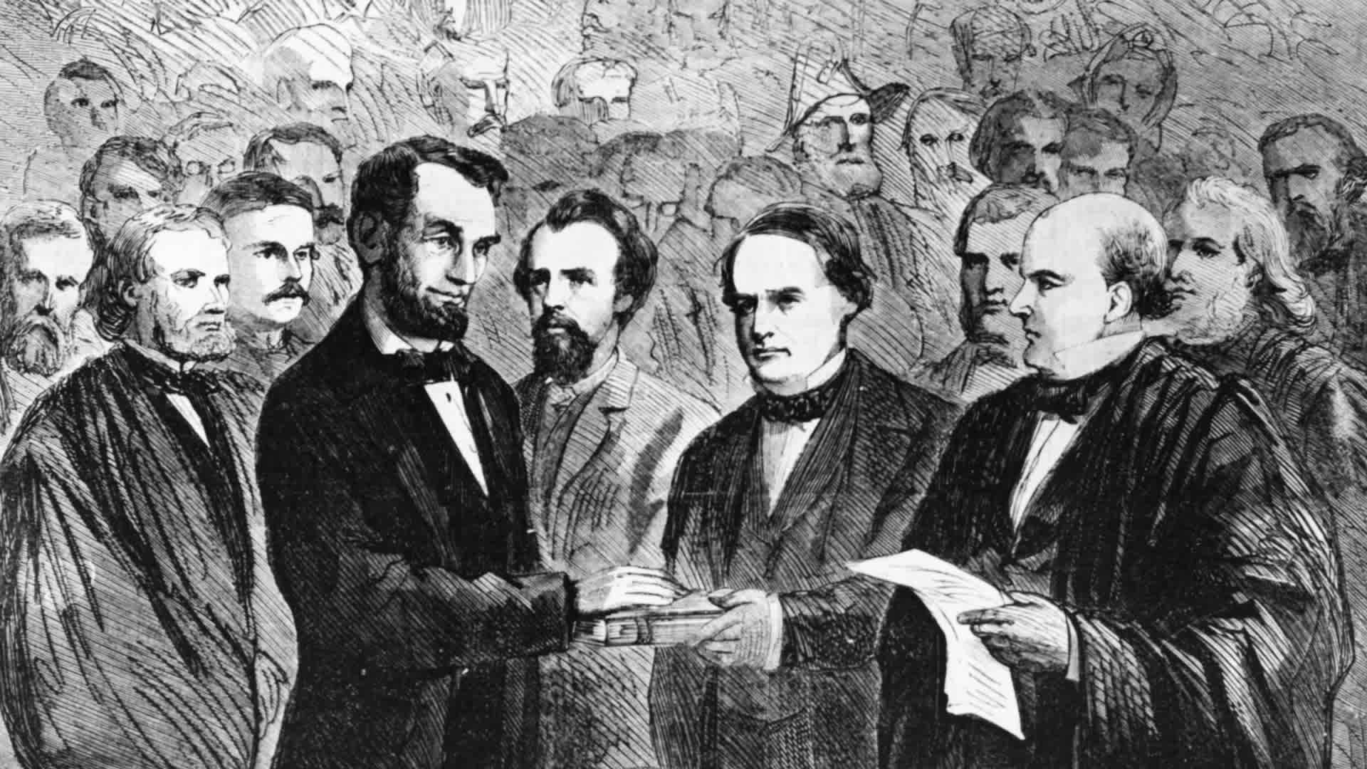 President Abraham Lincoln takes the oath of office for his second term 1865, At His Second Inauguration, Abraham Lincoln Tried to Unite the Nation