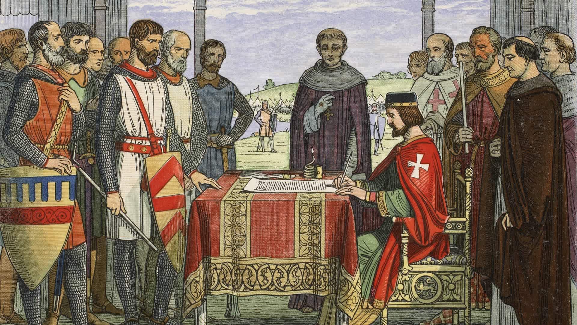 King John signing the Magna Carta, 1215