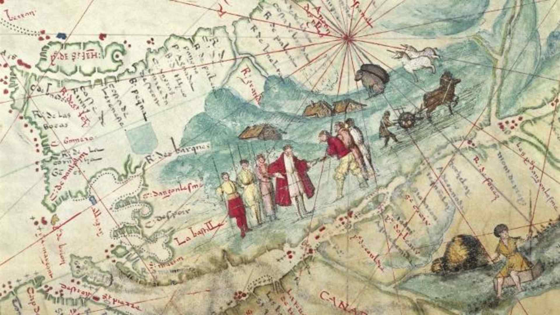Map of 16th-century exploration in Canada