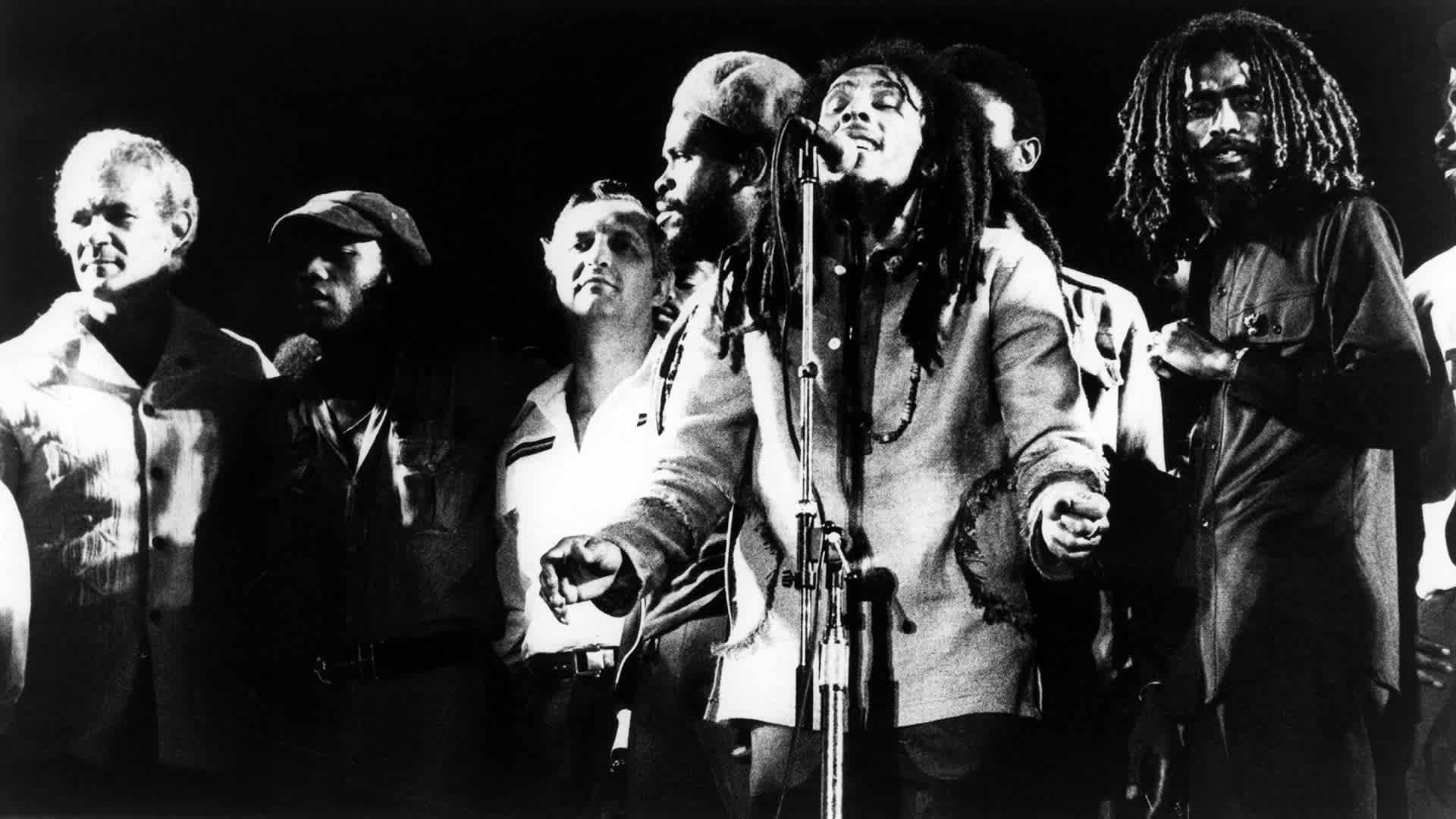 Bob Marley sings at the One Love Peace Concert in Kingston, Jamaica on April 22, 1978.