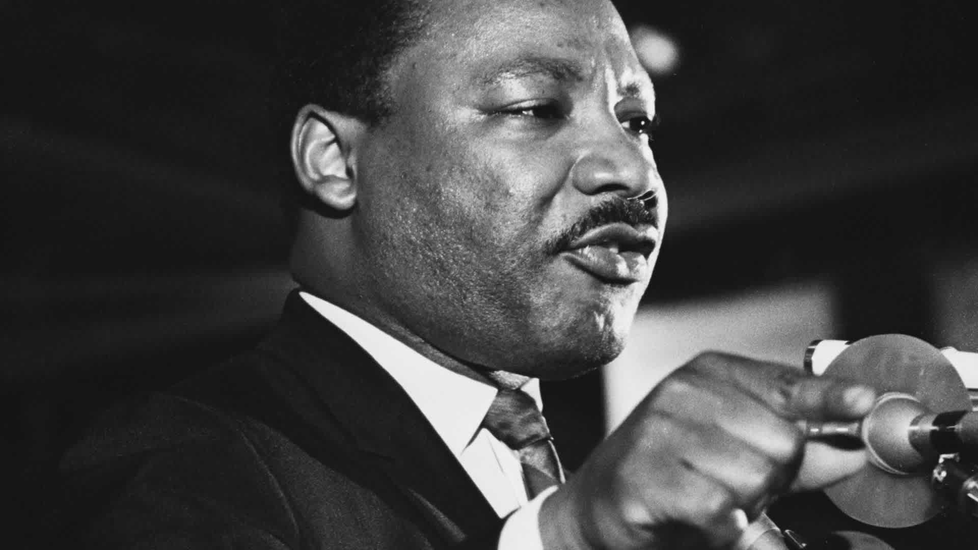 Dr. Martin Luther King addressing some 2,000 people on April 3rd, 1968, the night before he was assassinated. (Credit: Bettmann Archive/Getty Images)