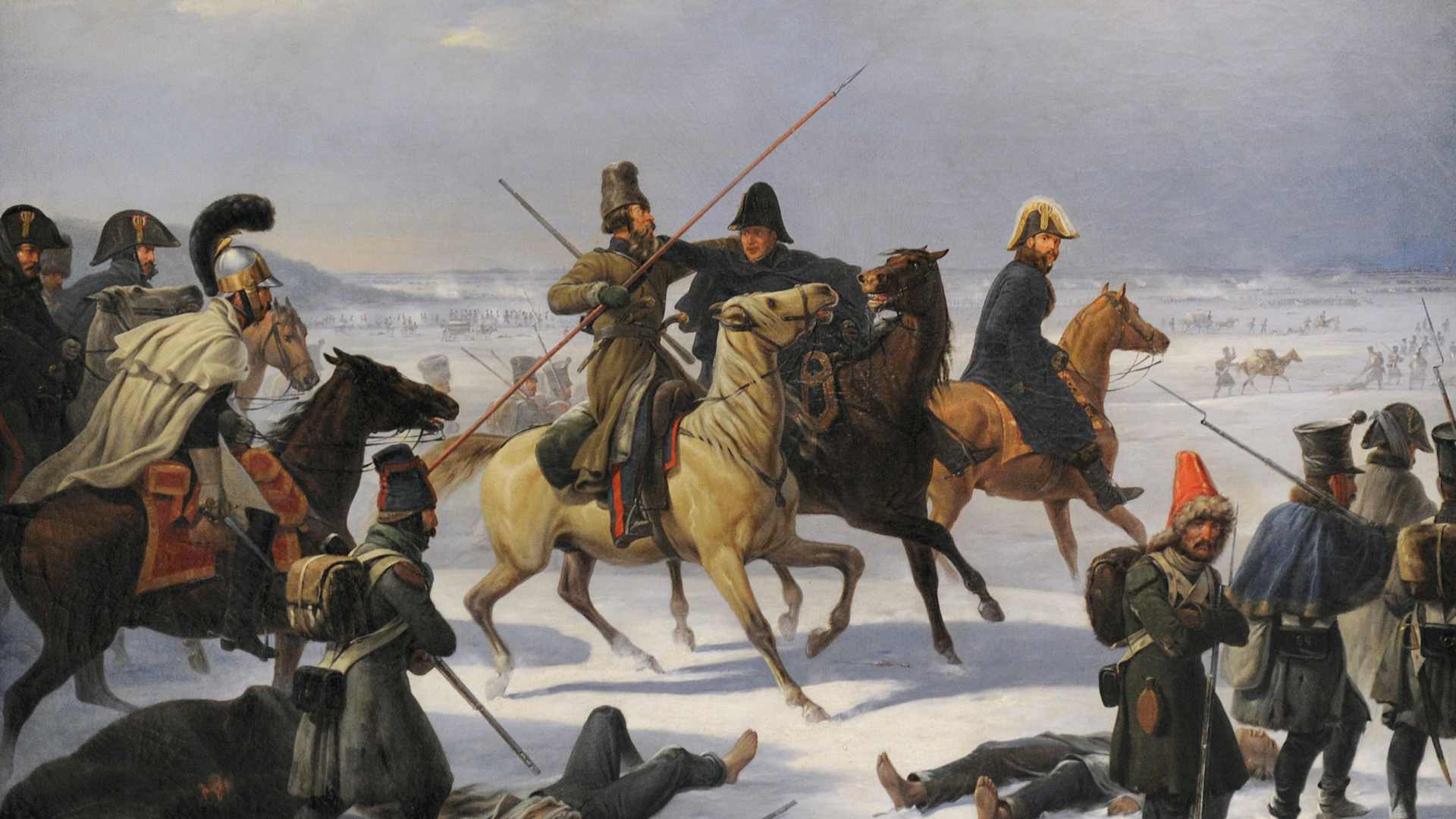 The French Army retreats from Moscow in this painting by Polish artist January Suchodolski (1797-1875).