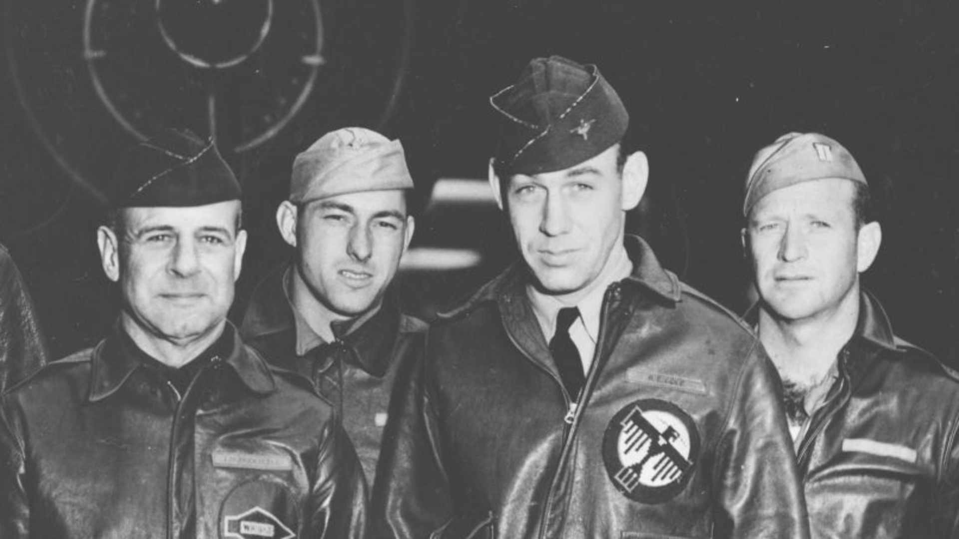 The Doolittle Raid's Crew #1. From left: Lt. Henry A. Potter, navigator; Lt. Col. James H. Doolittle, pilot; SSgt. Fred A. Braemer, bombardier; Lt. Richard E. Cole, copilot; SSgt. Paul J. Leonard, flight engineer/gunner. (Credit: U.S. Air Force)