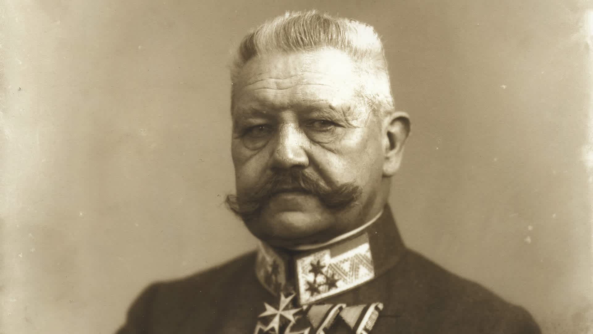 Prussian-German field marshal and statesman Paul von Hindenburg (1847 - 1934) in military uniform, circa 1918.
