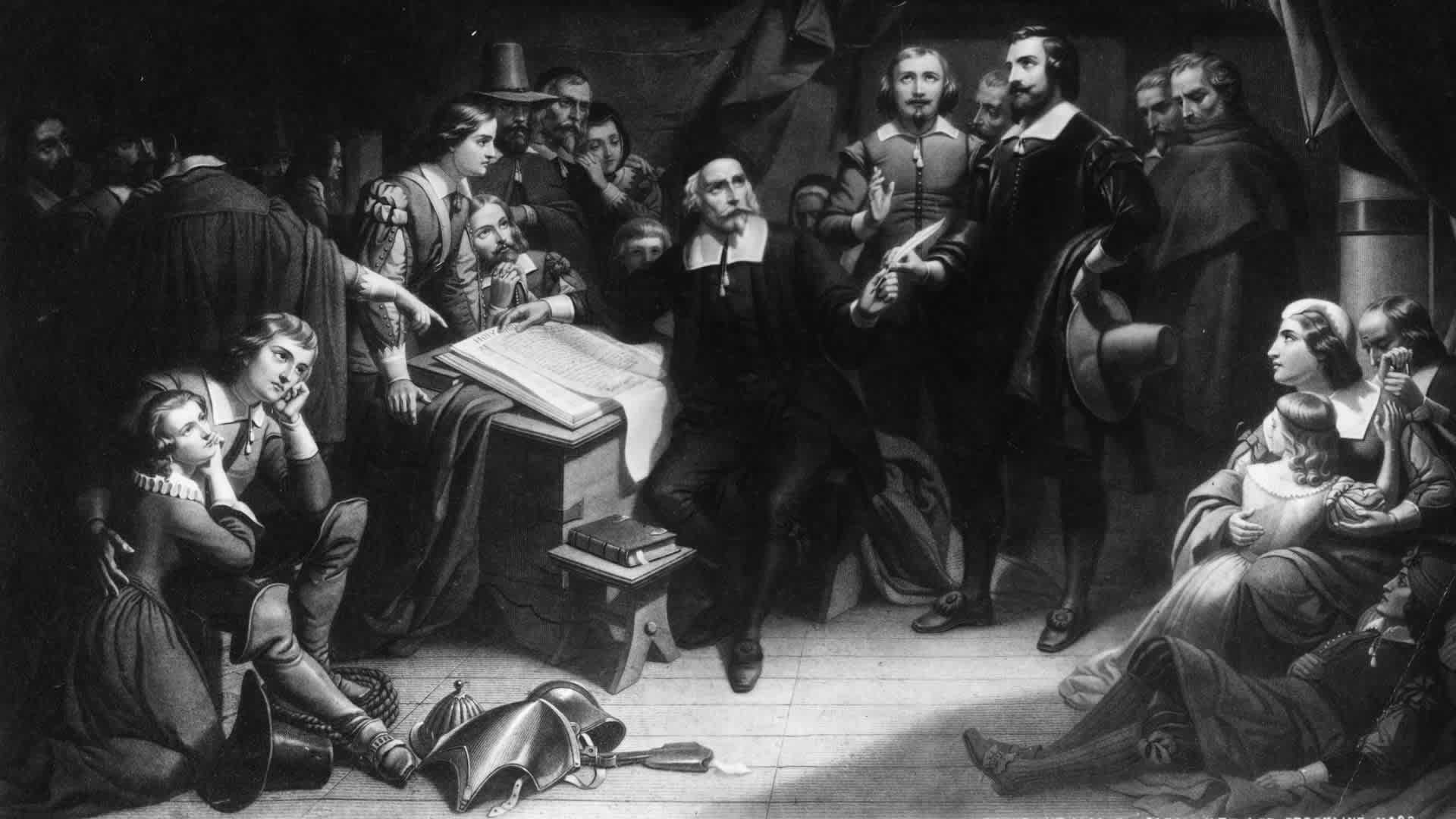 Pilgrim Leader William Bradford aboard the Mayflower