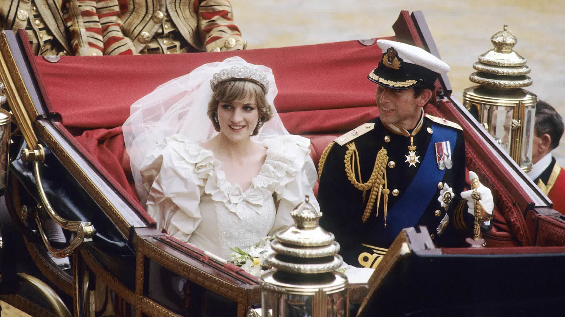 Princess Diana and Prince Charles on their wedding day.