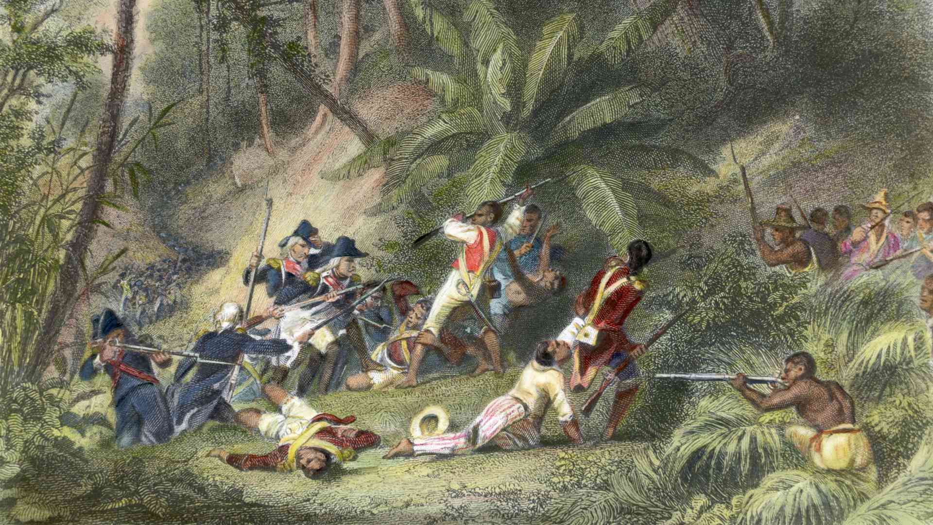 Slaves revolting against French power in Haiti.