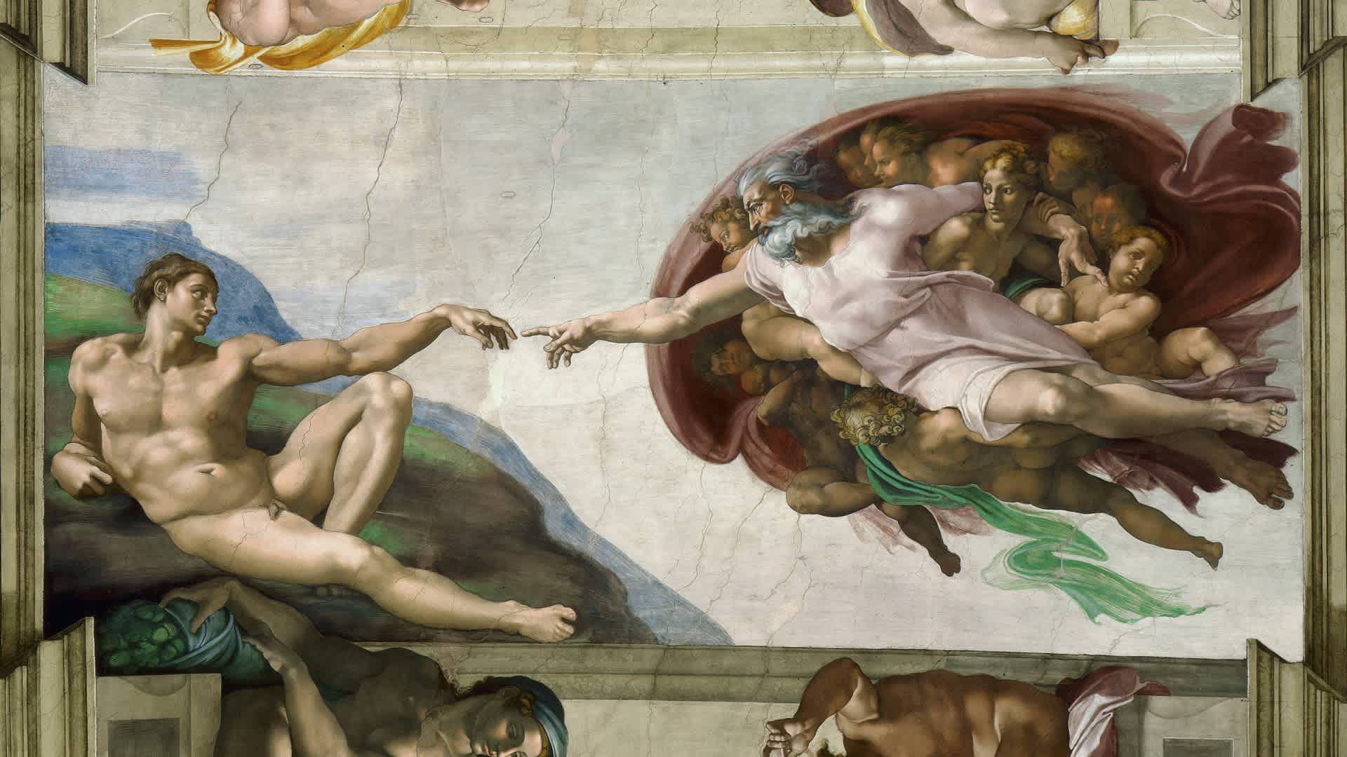 The Creation Of Adam (Sistine Chapel Ceiling In The Vatican)The Creation of Adam (Sistine Chapel ceiling in the Vatican), 1508-1512. Found in the collection of The Sistine Chapel, Vatican. Artist Buonarroti, Michelangelo (1475-1564). (Photo by Fine Art Images/Heritage Images via Getty Images).
