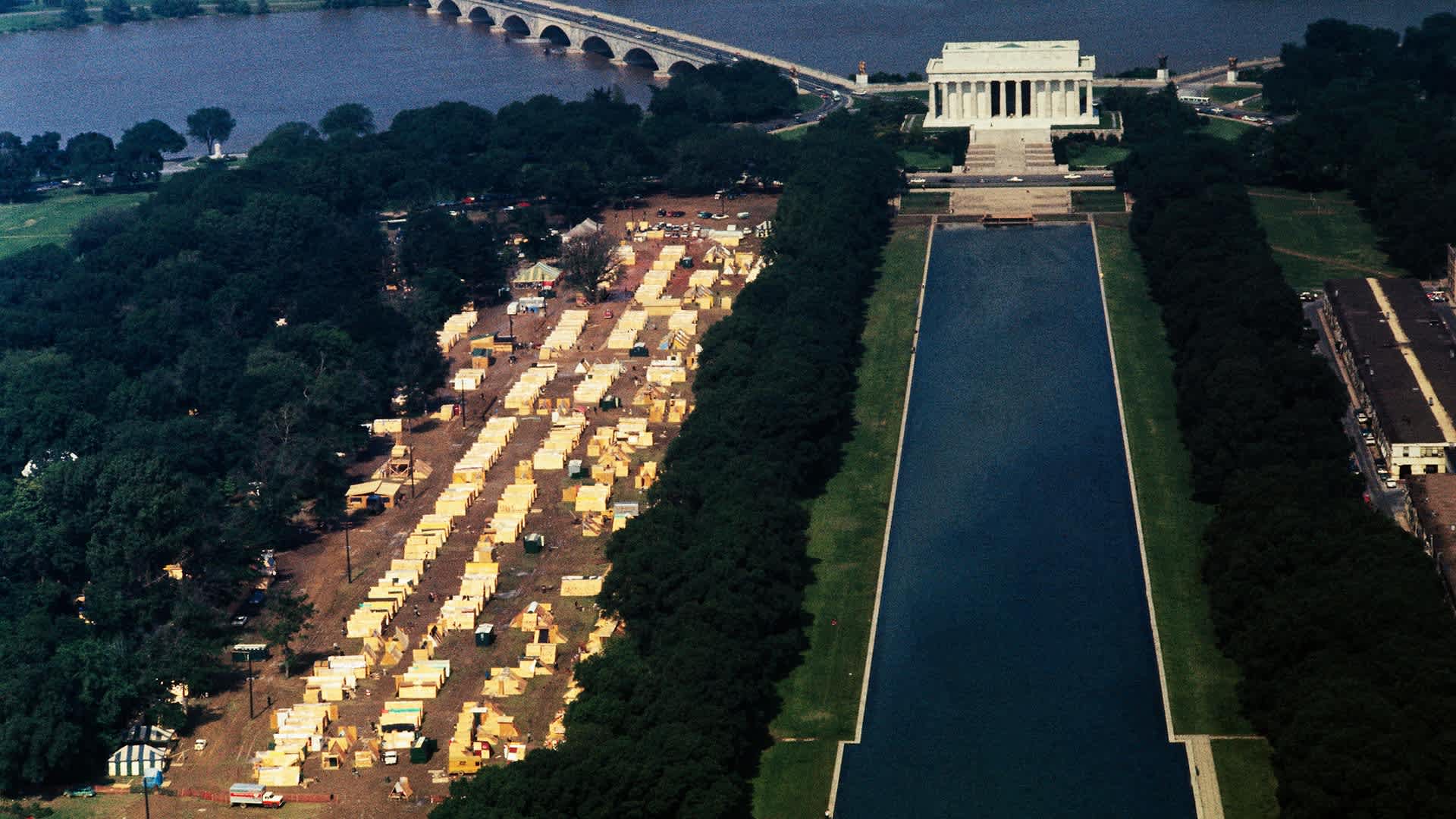Resurrection City, the home of the Poor People's Campaign, is shown on May 31, 1968 after being soaked by days of rain.