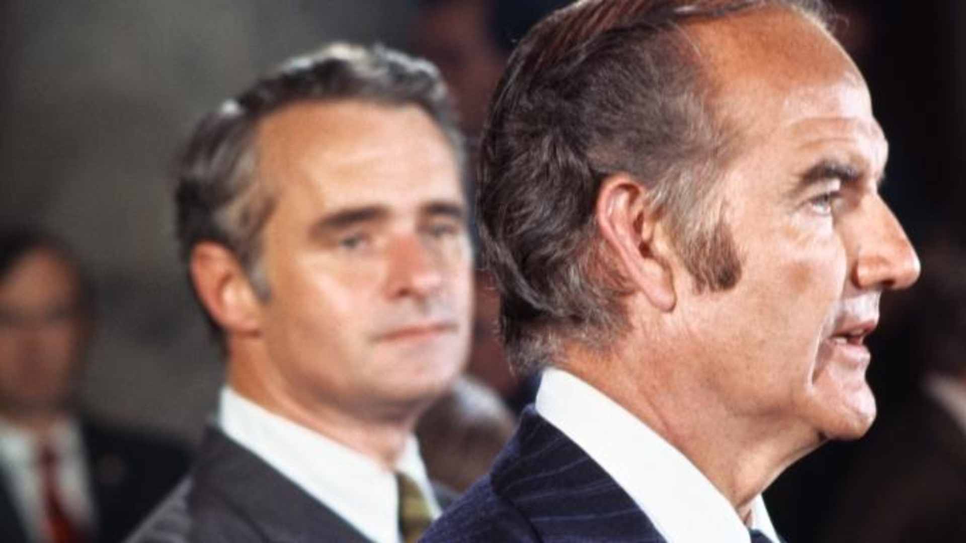 Senator George McGovern, Democratic presidential candidate, announcing that his running mate, Senator Thomas Eagleton has withdrawn as vice-presidential candidate