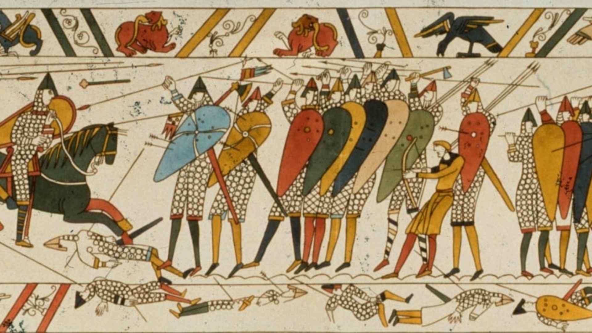 A scene from the Bayeux Tapestry, depicting the Norman Invasion of 1066.