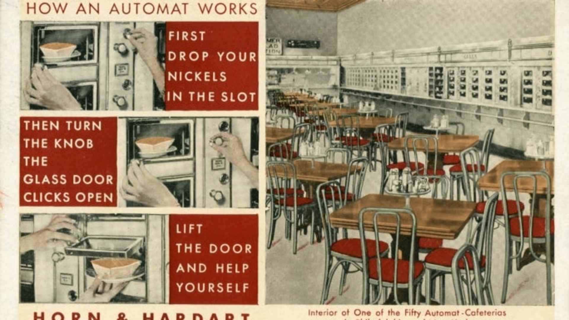 A Horn &amp; Hardart postcard with instructions on using an Automat.