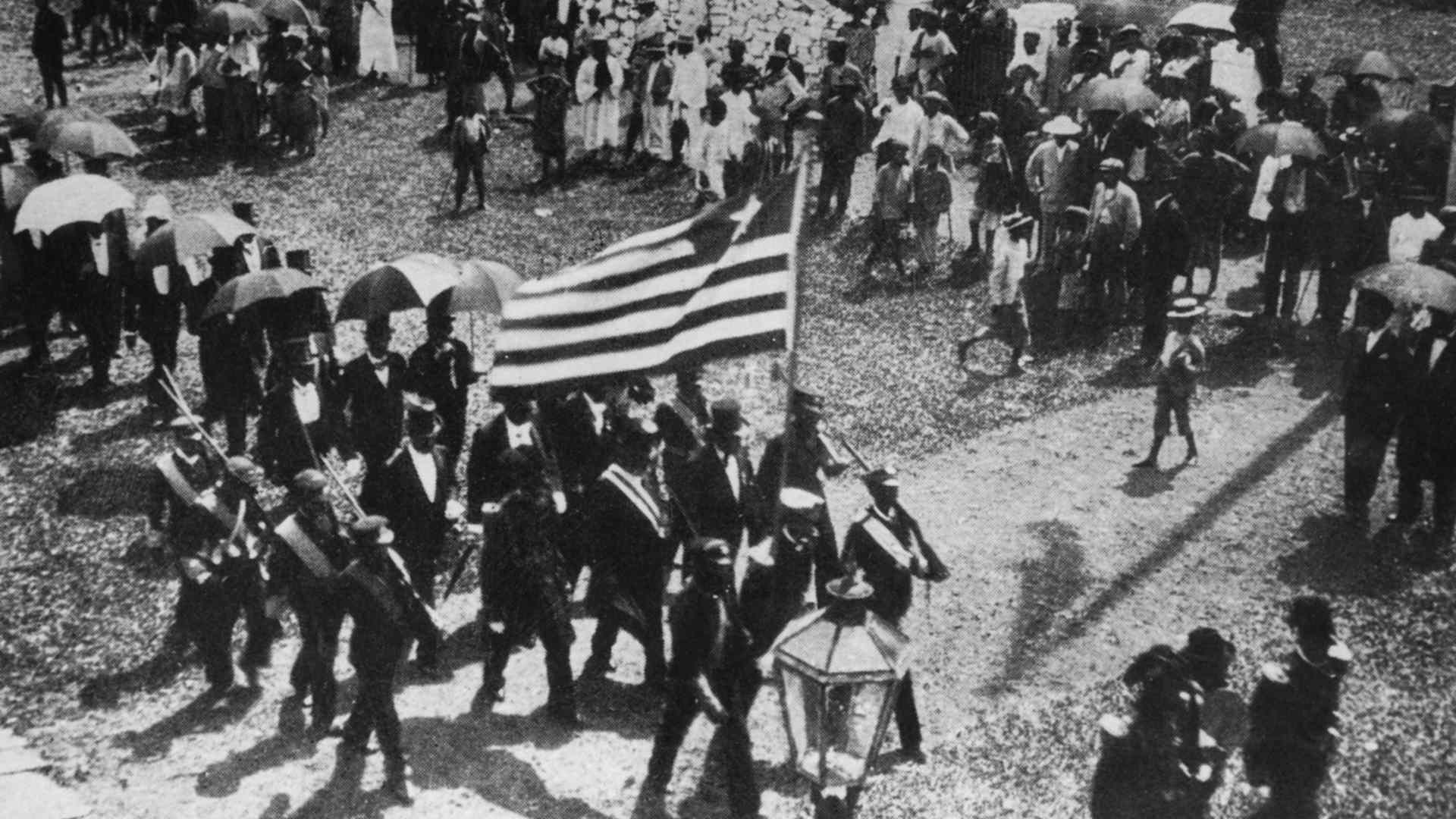 The citizens of Monrovia celebrate the Liberian Independence Day on 26th July, circa 1910.