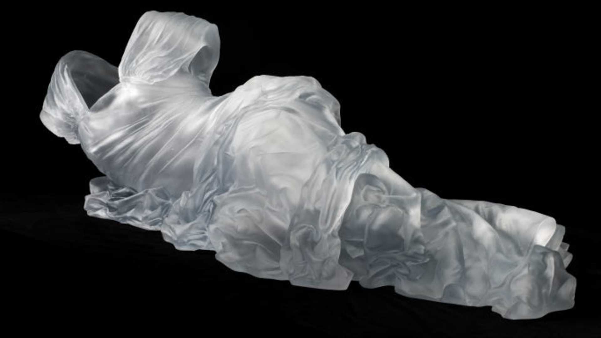 Reclining Dress Impression with Drapery, a sculpture by Karen LaMonte.