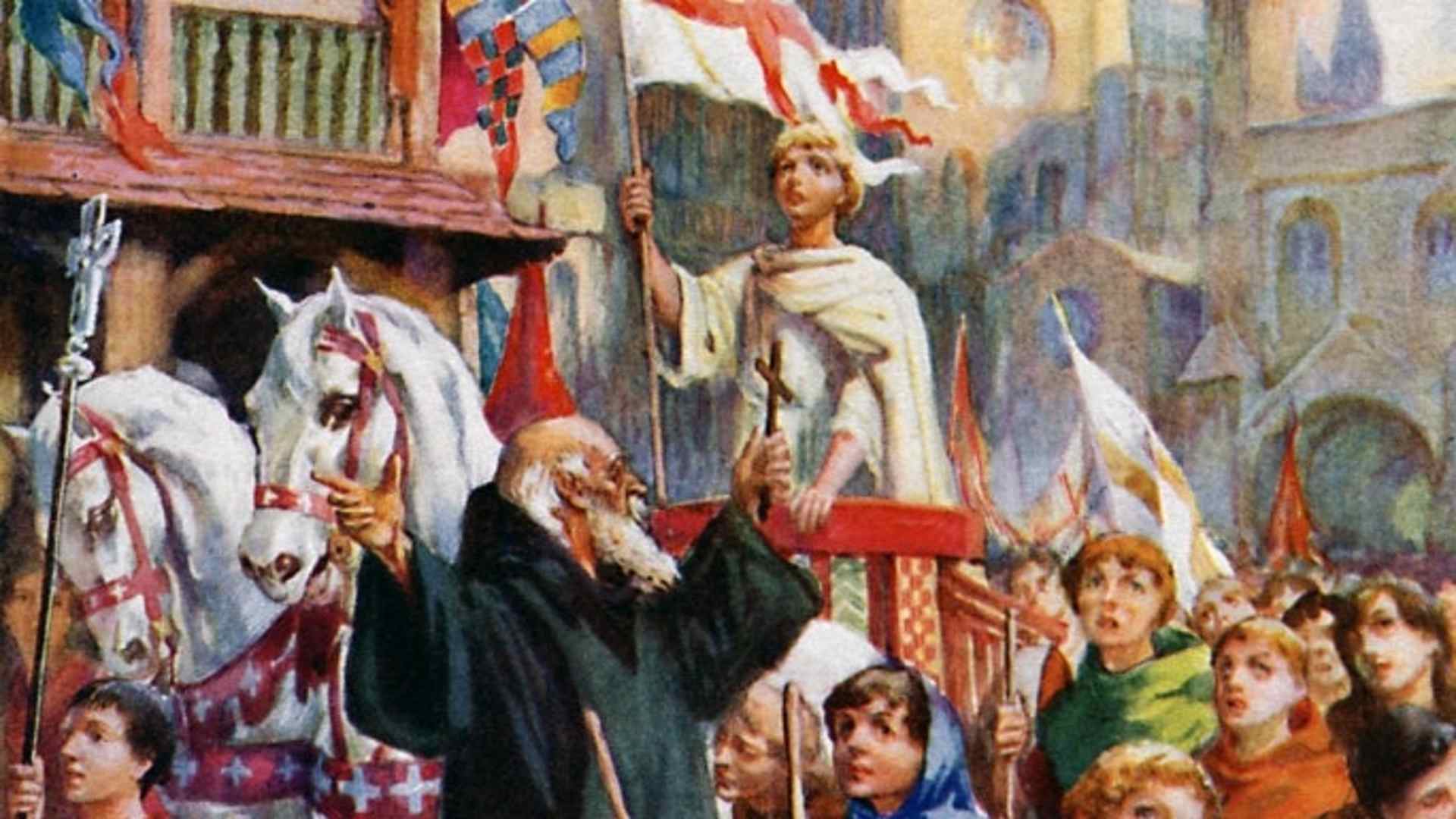 The Childrens' Crusade of 1212, illustration by Walter Hutchinson