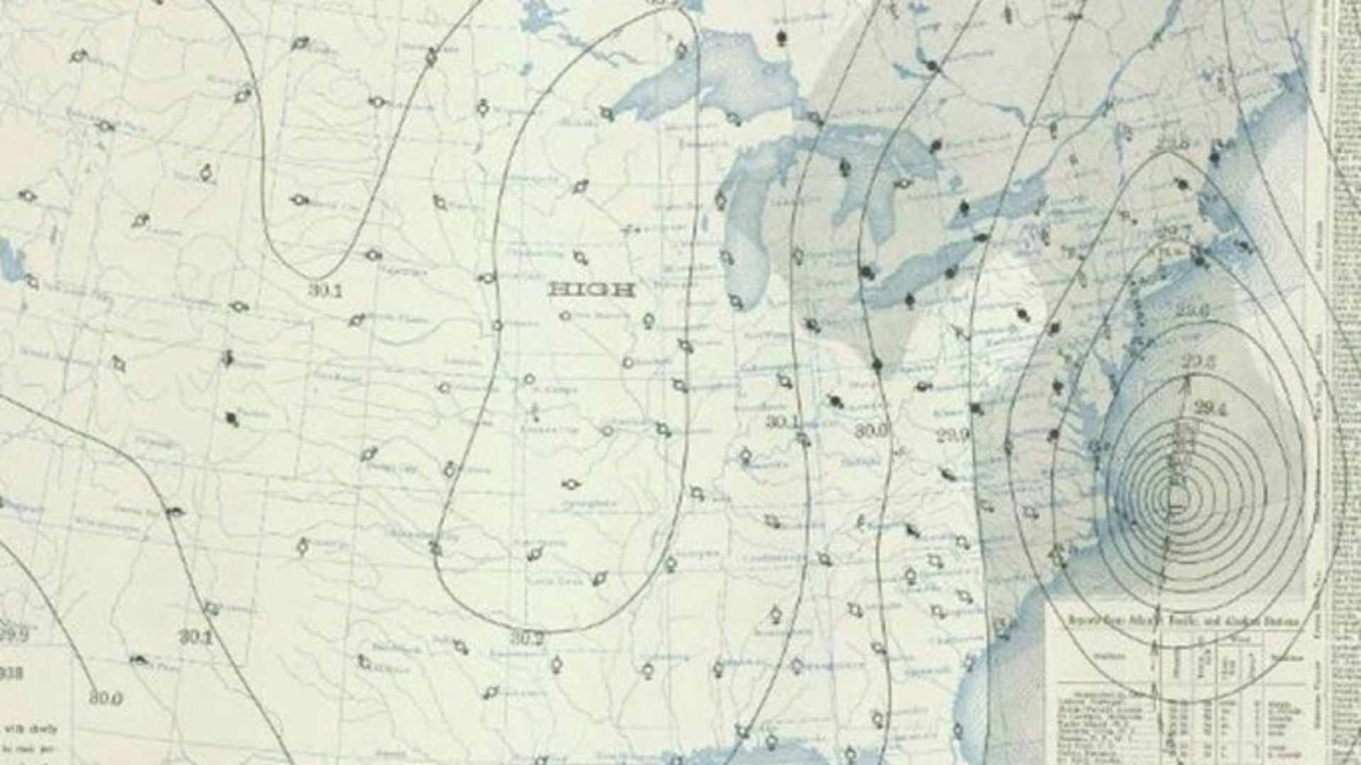 September 21, 1938 weather map.
