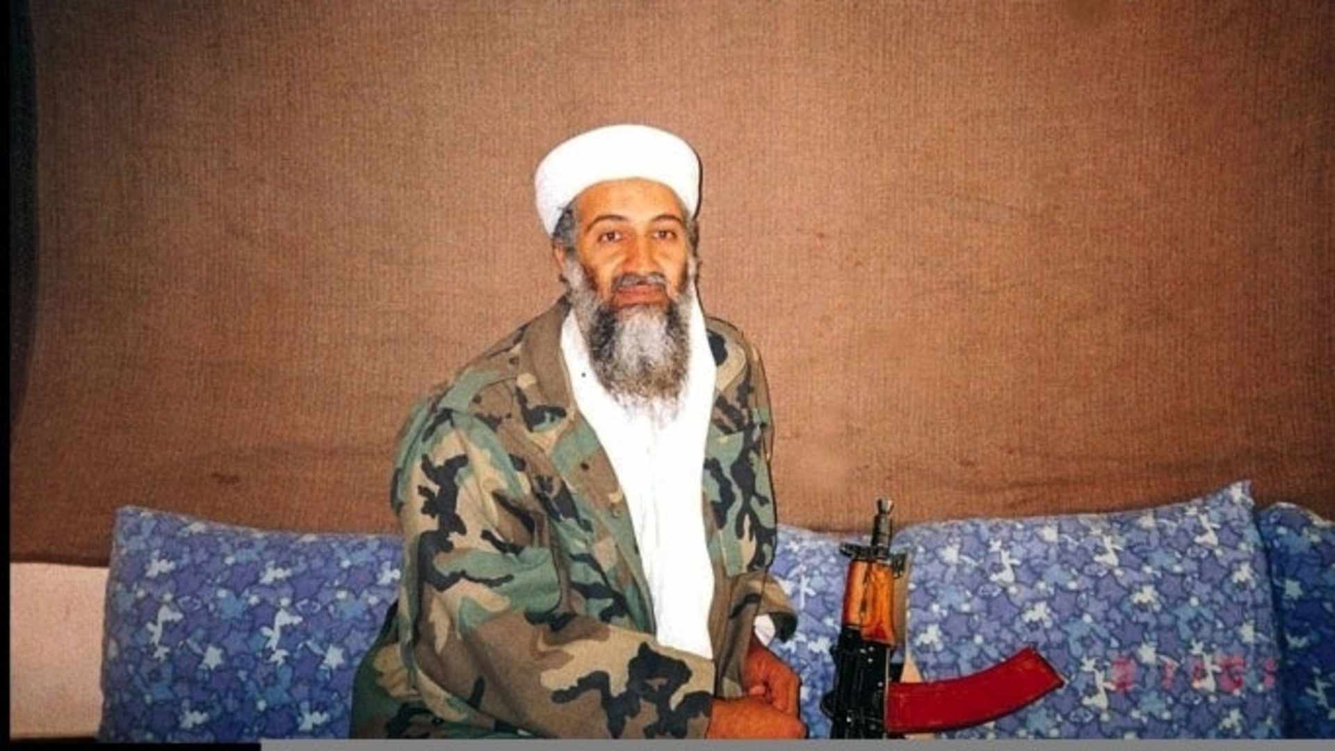 Osama bin Laden during an interview by a Pakistani journalist in 2001.