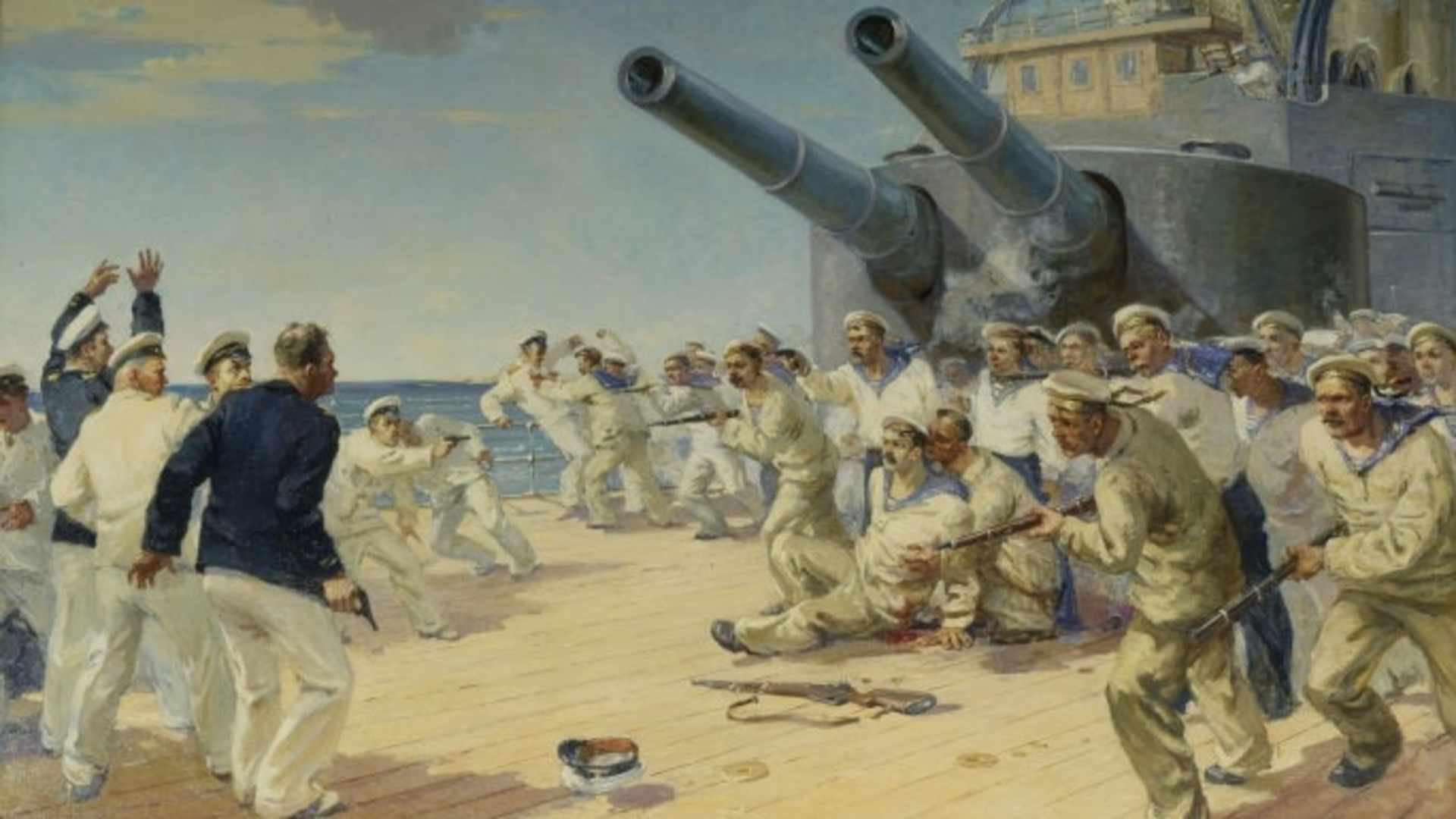 The mutiny on the battleship Potemkin in 1905. Found in the collection of Russian State Library, Moscow. (Photo by Fine Art Images/Heritage Images/Getty Images)