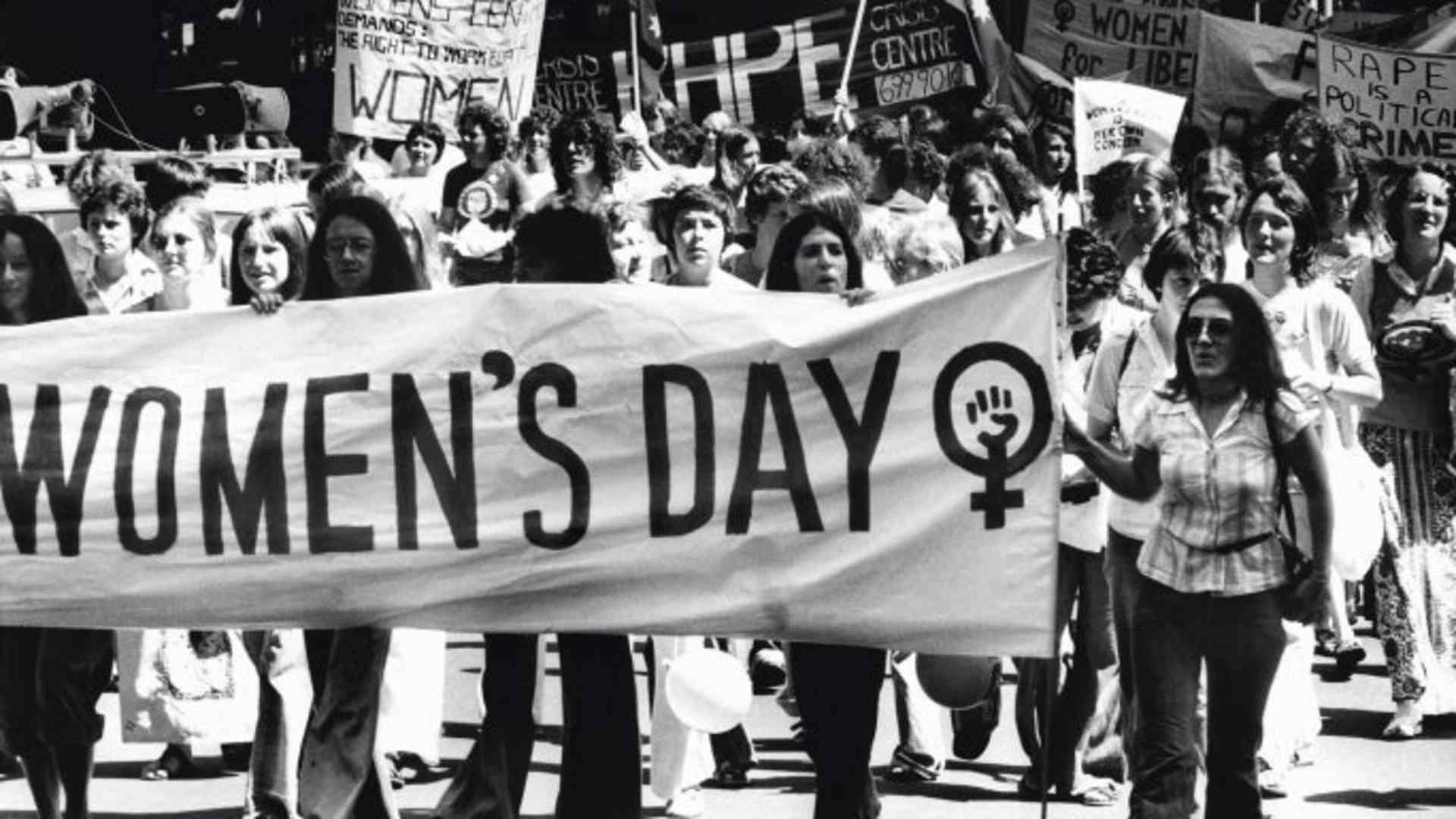 International Women's Day marchers in 1977