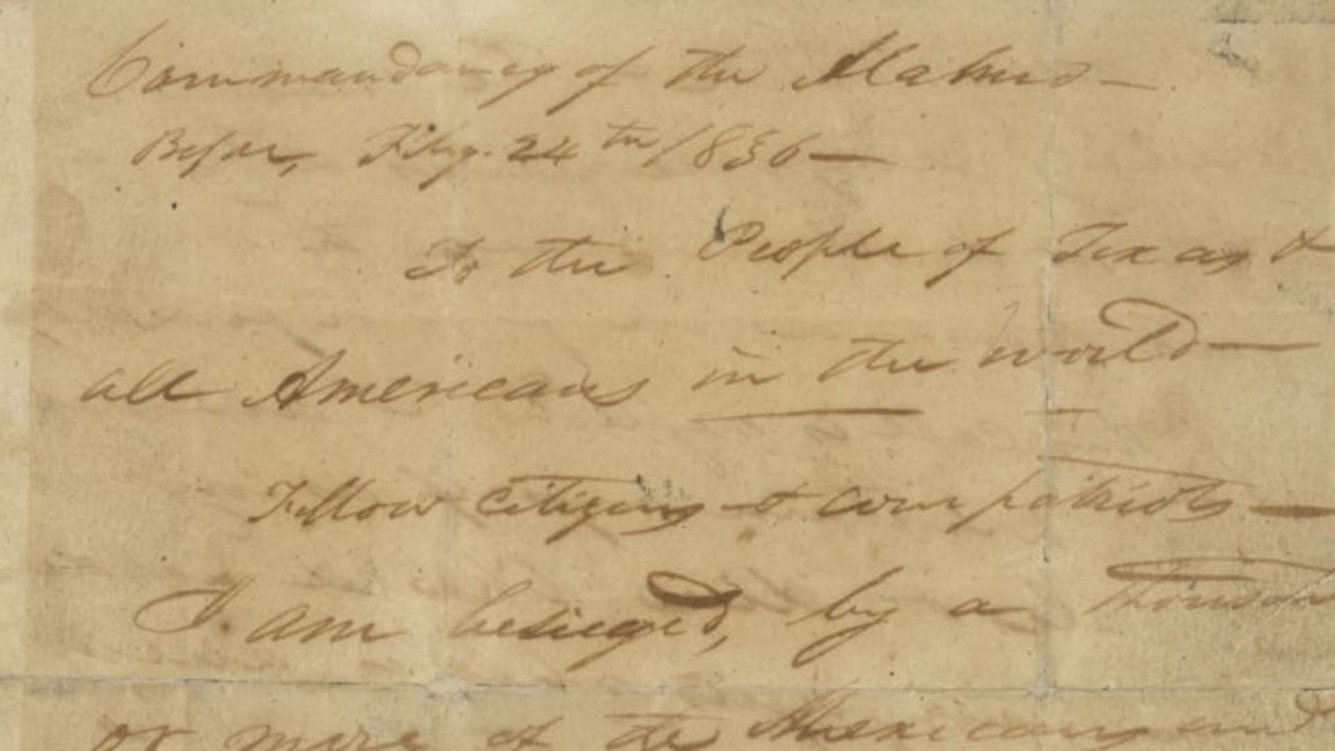 William Travis' 18365 "Victory or Death" letter. 
