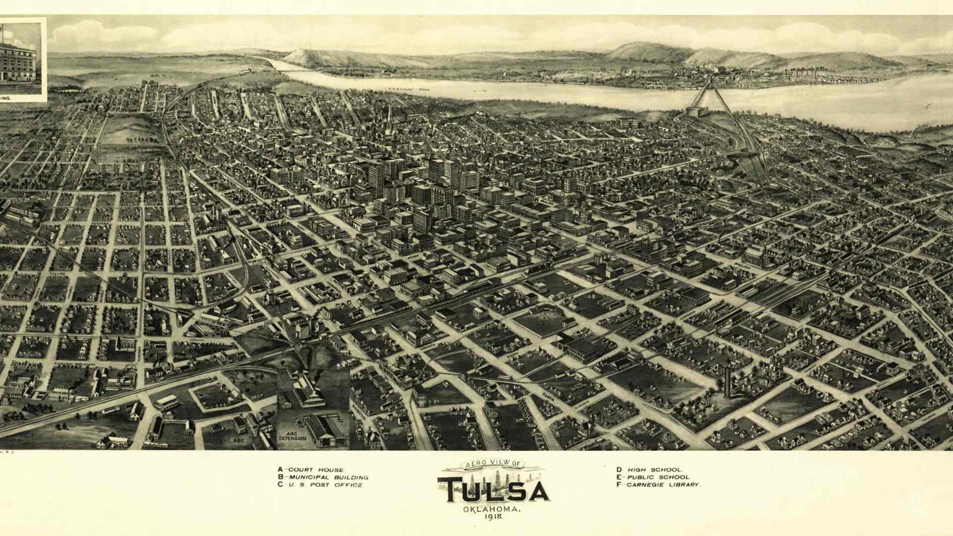 Map of Tulsa; Greenwood Black Wall Street