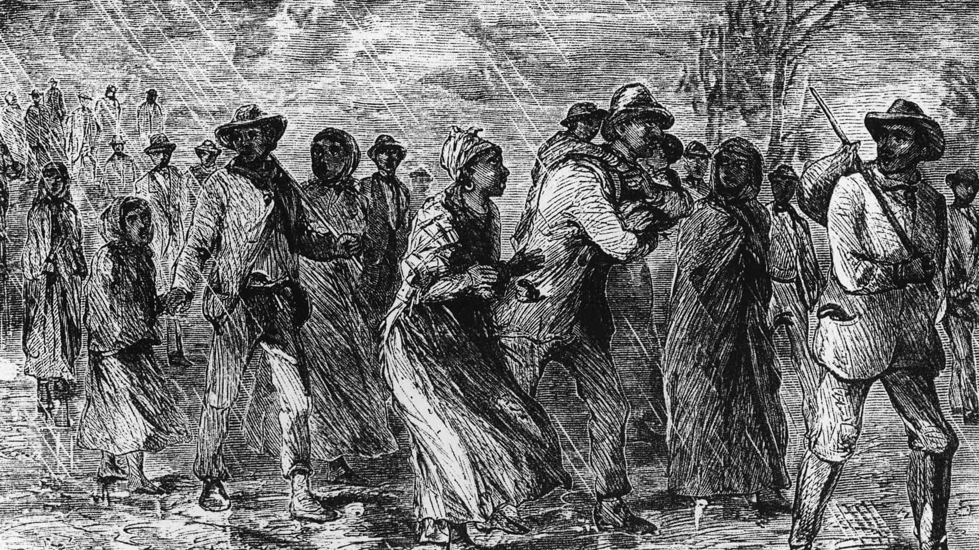These fugitive slaves are fleeing from Maryland to Delaware by way of the Underground Railroad.These fugitive slaves are fleeing from Maryland to Delaware by way of the Underground Railroad, 1850. (Photo by: Universal History Archive/Universal Images Group via Getty Images)