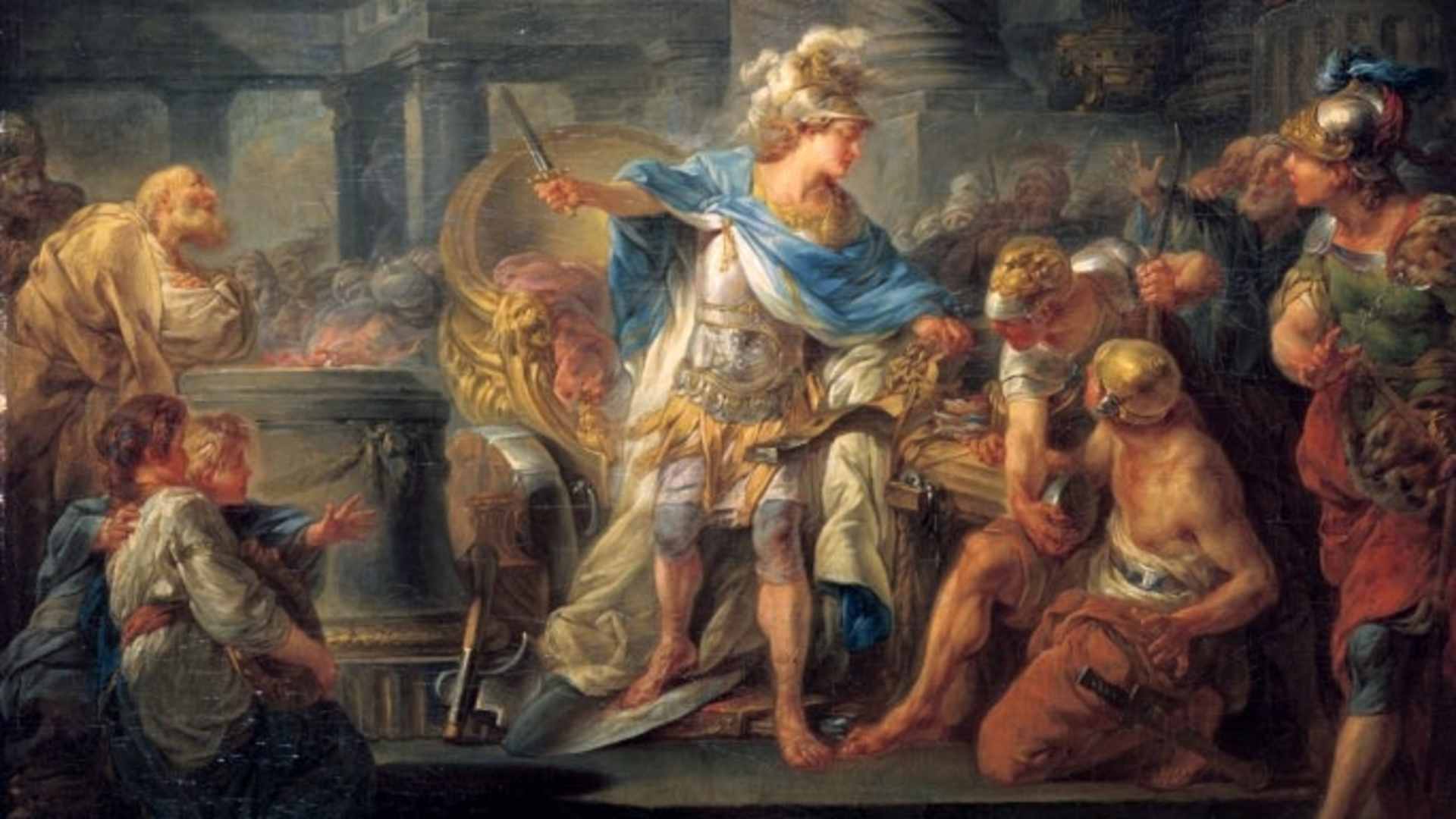 Alexander Cuts the Gordian Knot painted in the late 18th/early 19th century. (Credit: Art Media/Getty Images)
