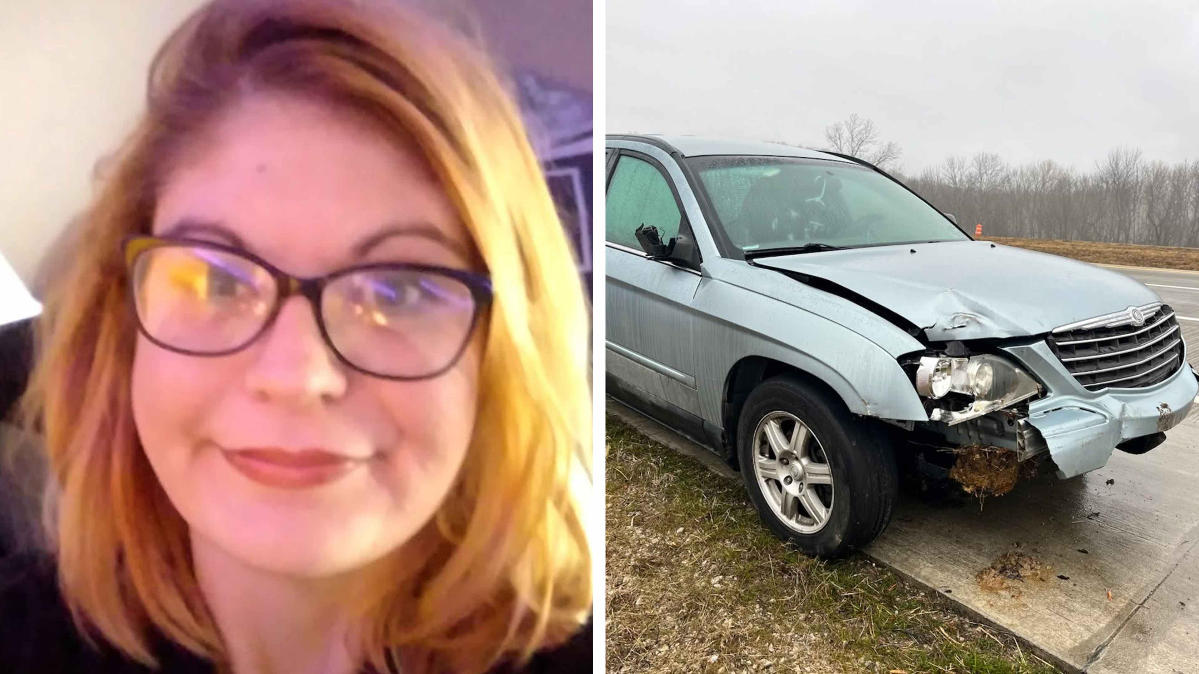 Cassidy Ritchie and crashed car