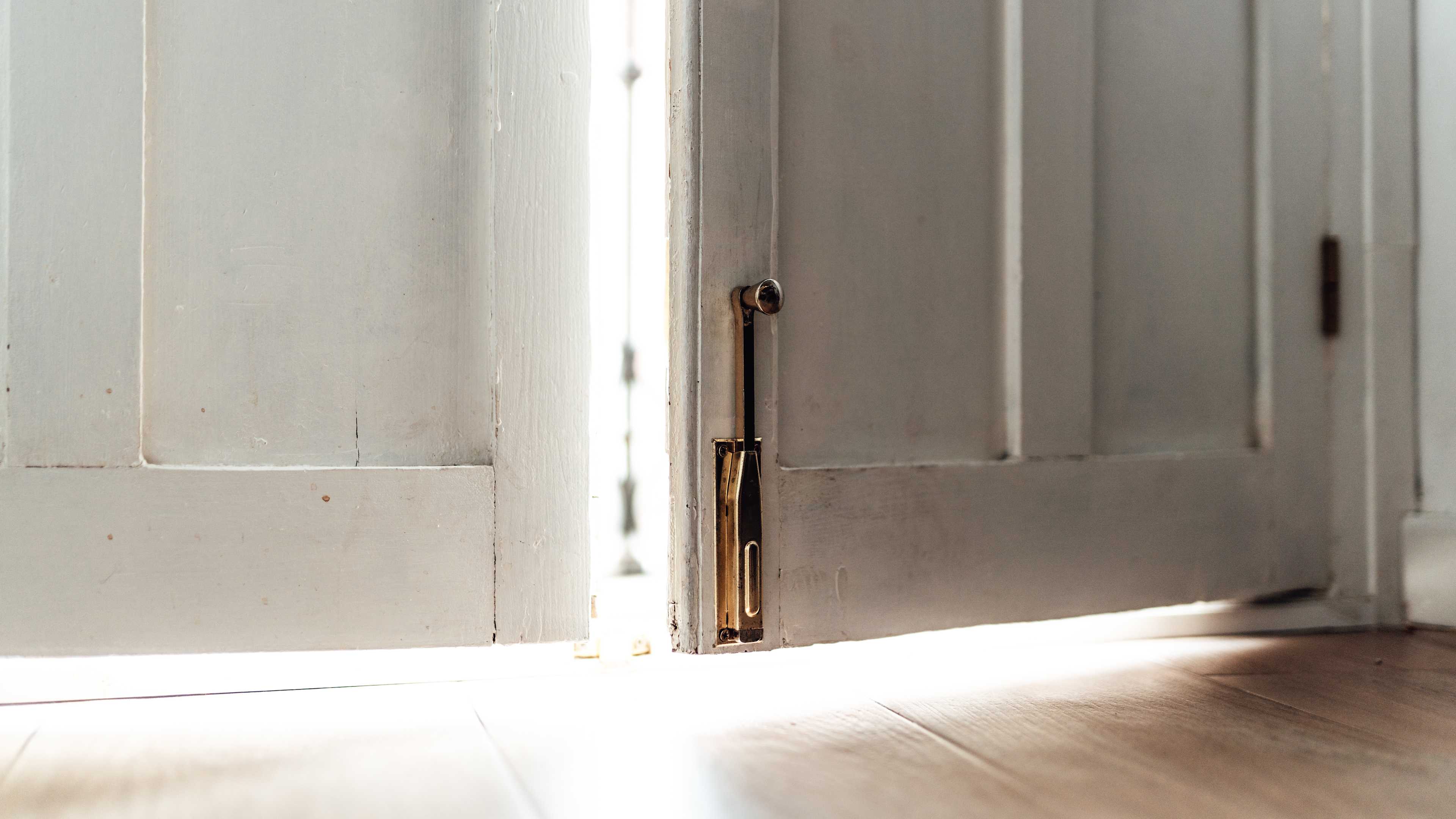 Day light coming through opened door in the morning