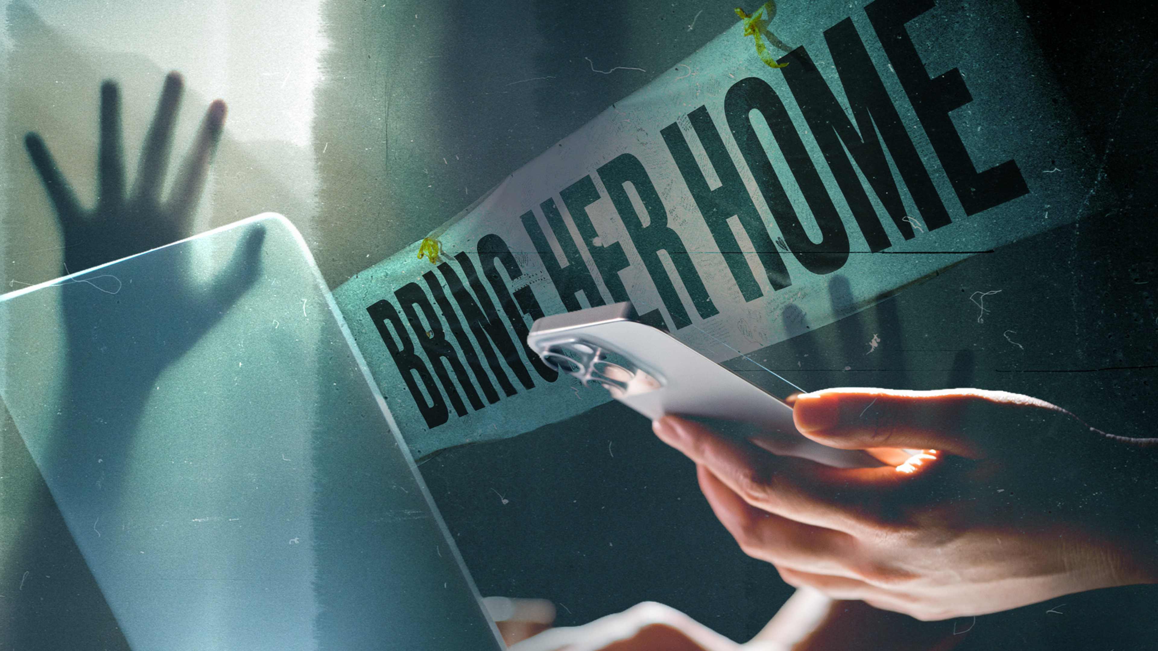 Terrifying blurry ghostly shadow of a man with flowing hair.; Close-up shot of a woman using mobile device with Two-Factor Authentication (2FA) security while logging in securely to her laptop. Privacy protection, internet and mobile security; Search For