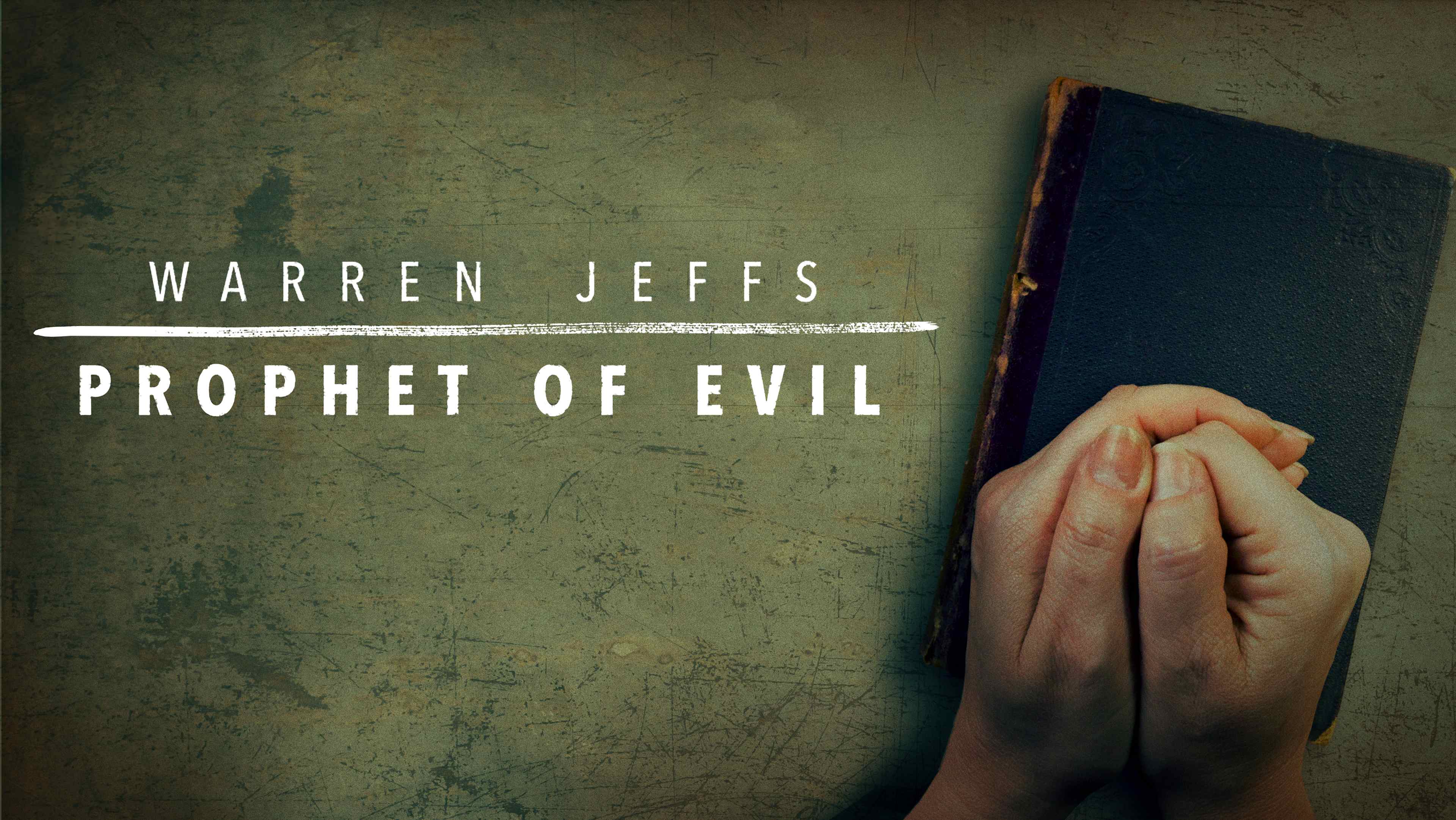 The image shows the book cover of "Prophet of Evil" by Warren Jeffs, with a hand covering a person's face in the foreground.