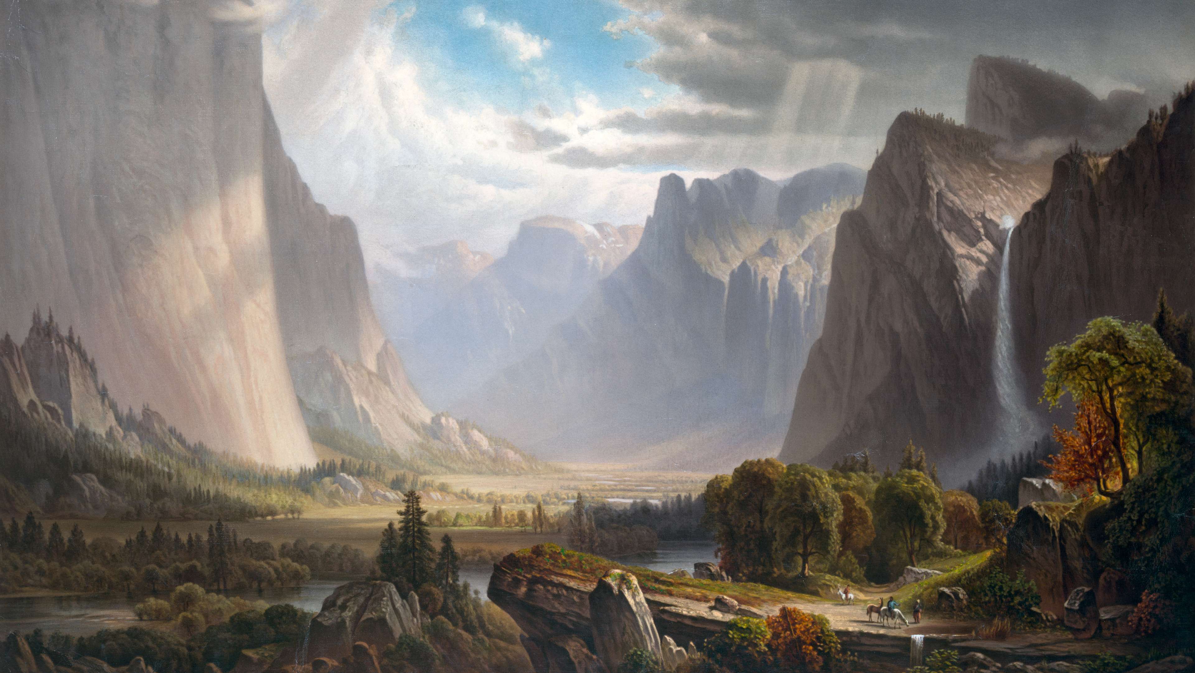Yosemite Valley with Bridal Falls and Half-Dome in the Distance
