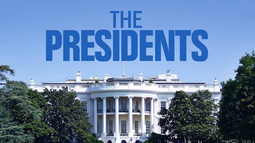 The image shows the iconic White House, the official residence and workplace of the President of the United States, with the text "THE PRESIDENTS" prominently displayed in the foreground.