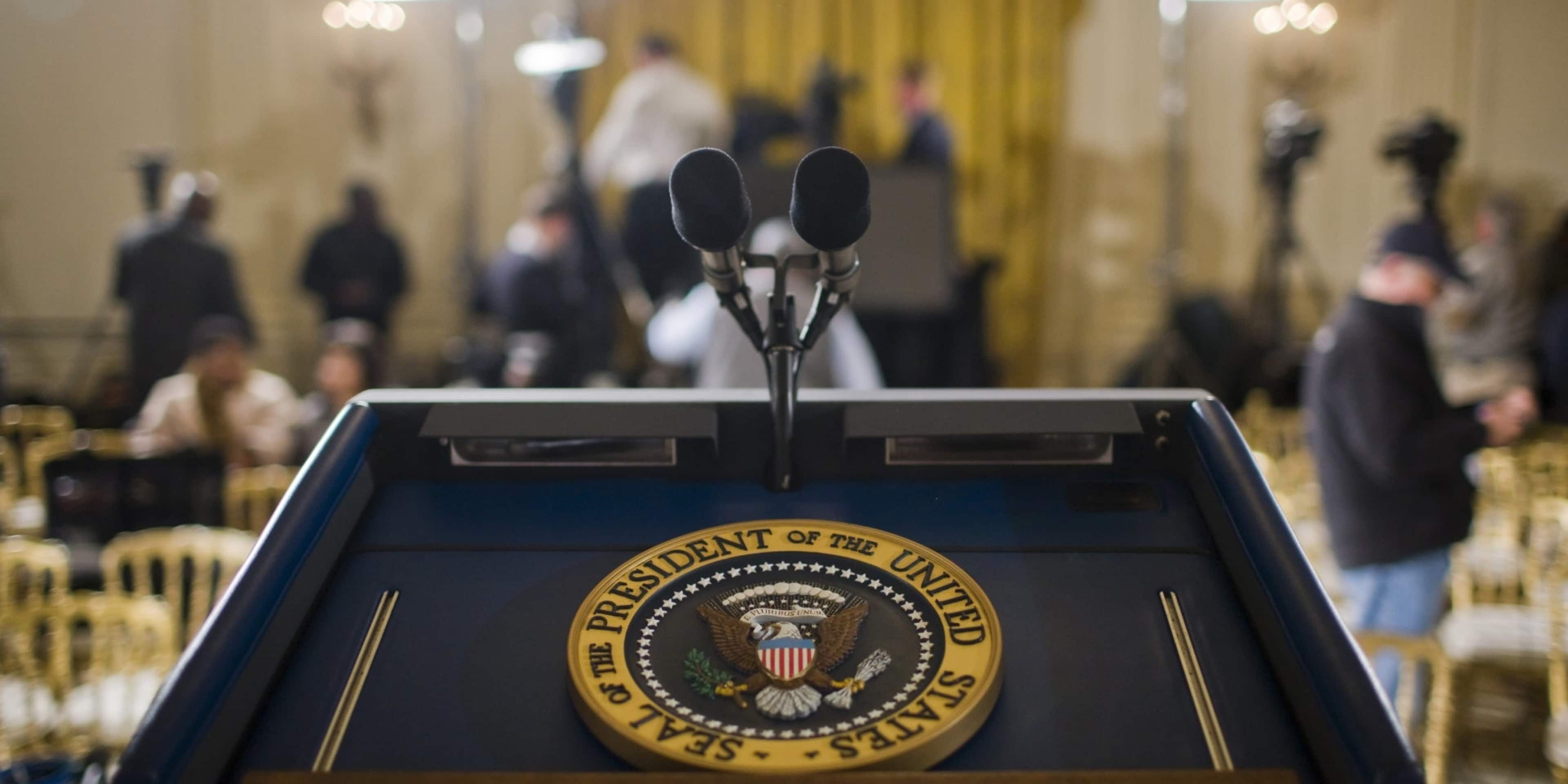 The presidential podium.