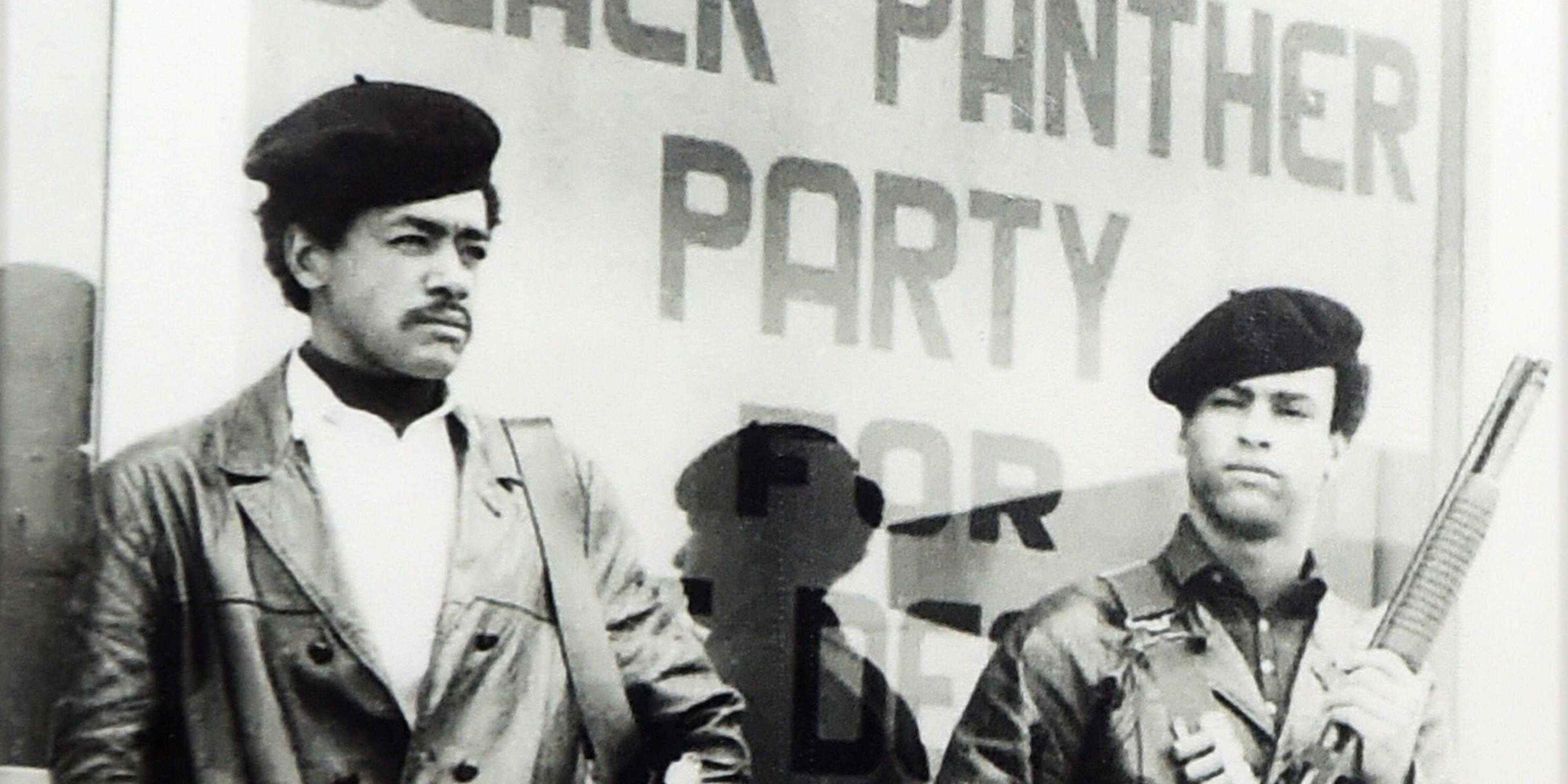 Robert George Bobby Seale (left) and Huey Newton (right), American political activists. In 1966, they co-founded the Black Panther Party. Founded as the Black Panther Party for Self-Defence, the Party's main practice was monitoring police activities and challenging police brutality in black communities, first in Oakland, California, and later in cities throughout the United States