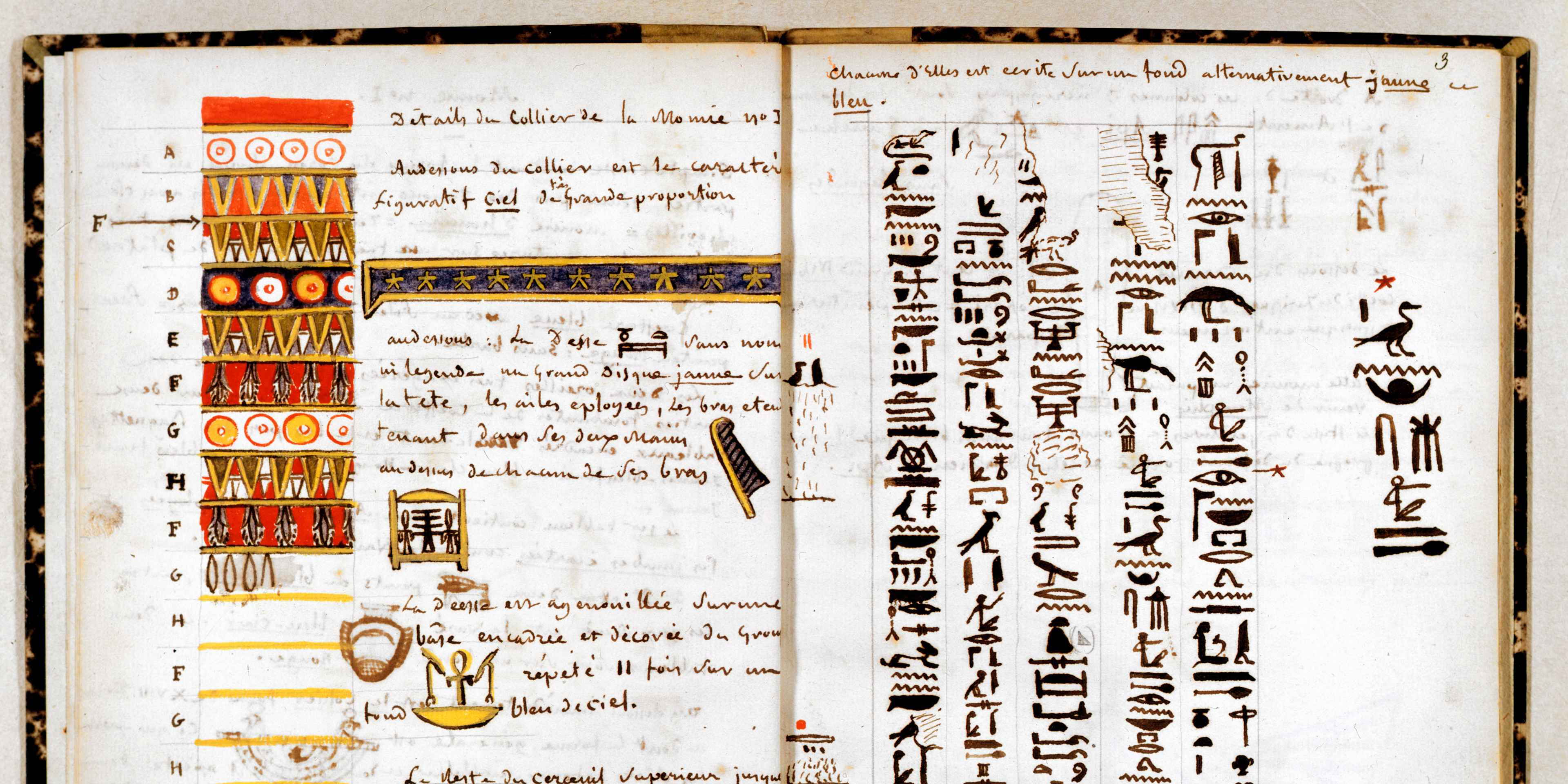 Hieroglyphs in the notebook of Jean-Francois Champollion, c1806-1832. Artist: Jean-Francois Champollion