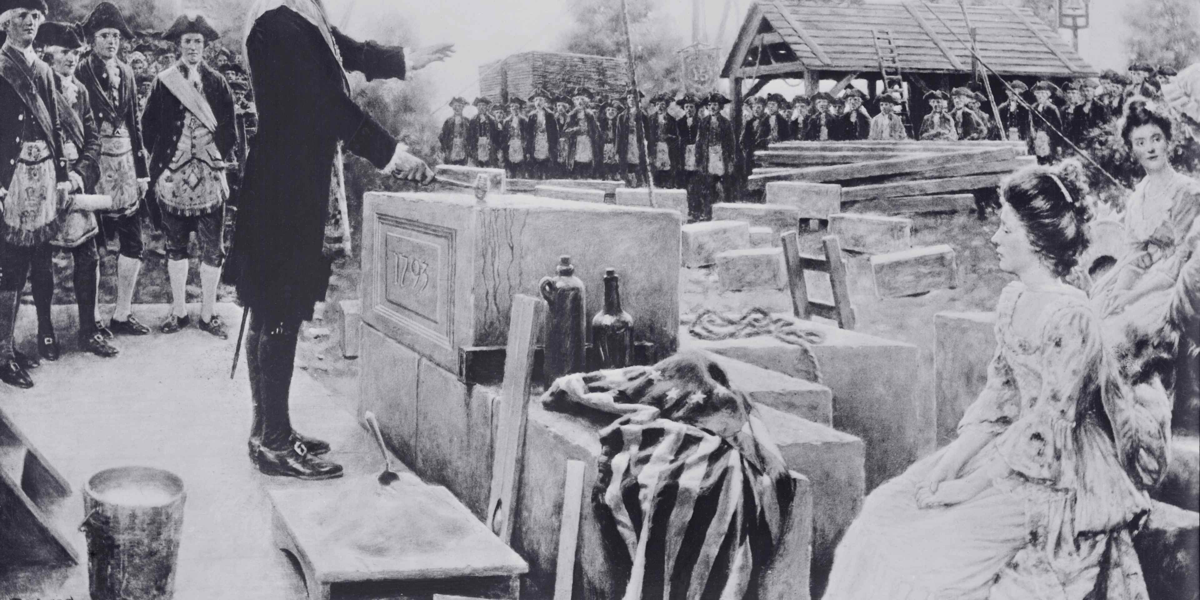 Washington Laying Cornerstone of U.S. Capitol