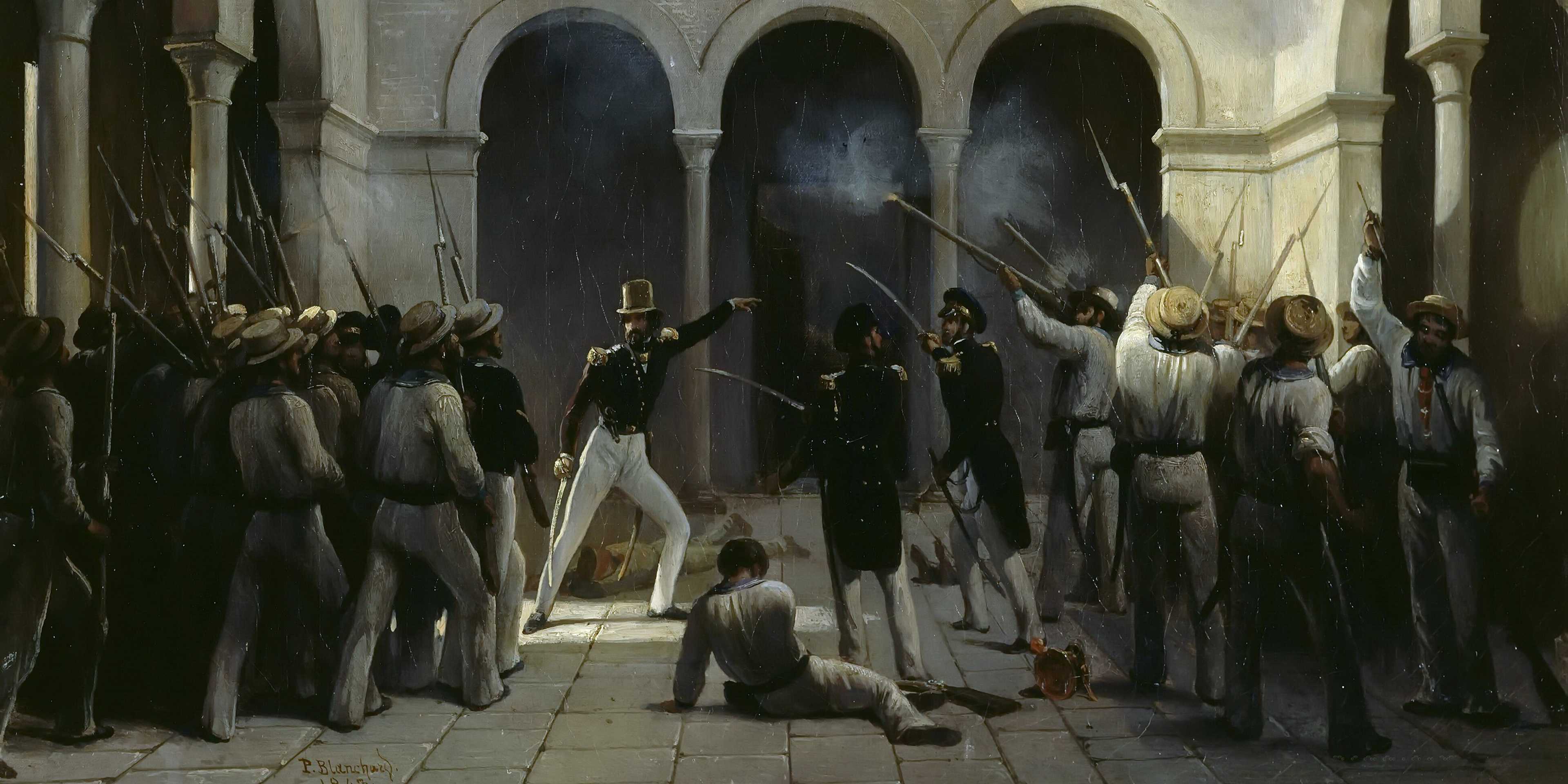 Attack of FranÃ§ois d?OrlÃ©ans, prince de Joinville in Veracruz on December 5, 1838. Artist: Blanchard, Henri Pierre LÃ©on Pharamond (1805-1873)