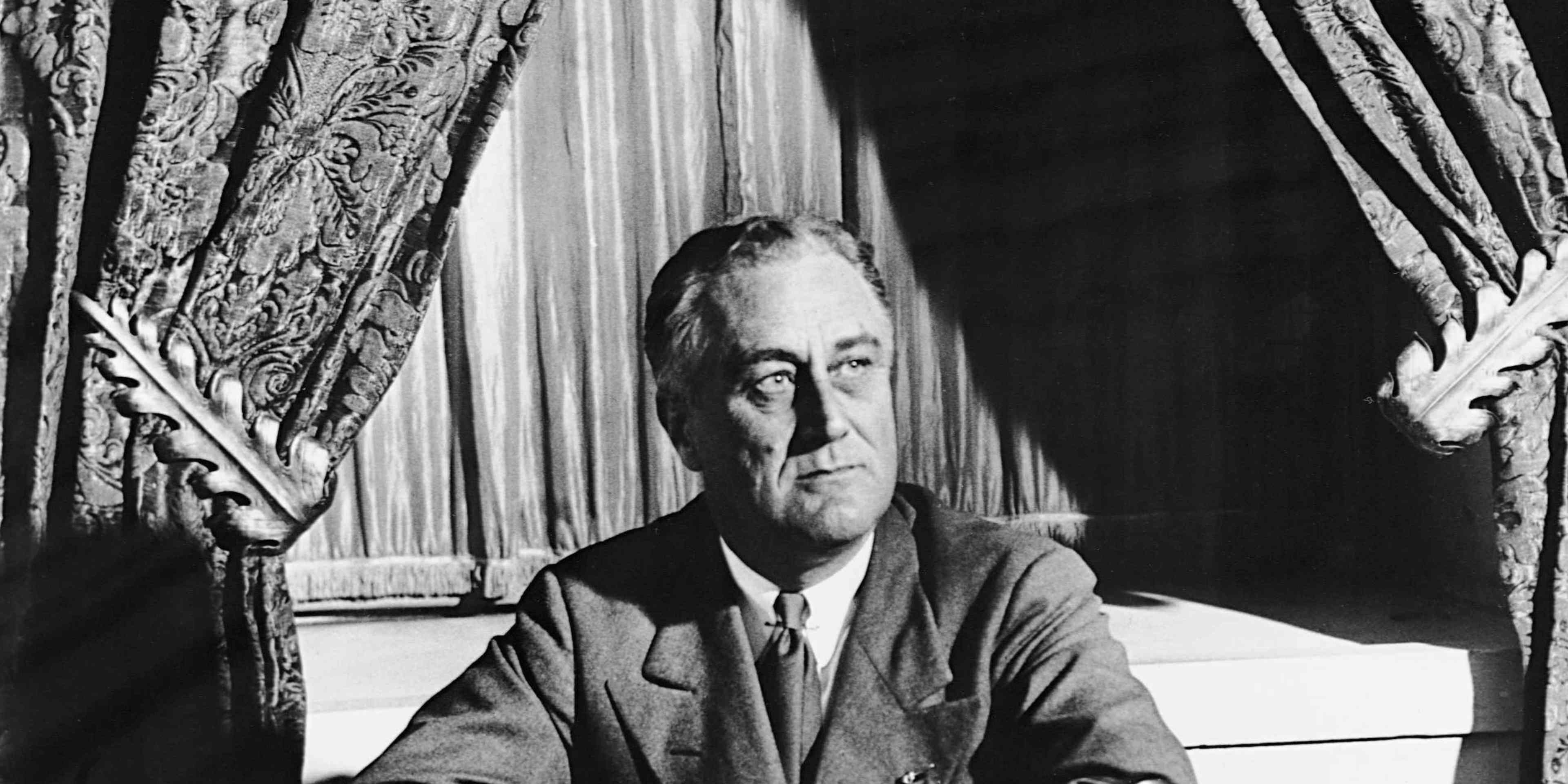 Franklin Roosevelt About to Deliver His First Fireside Chat