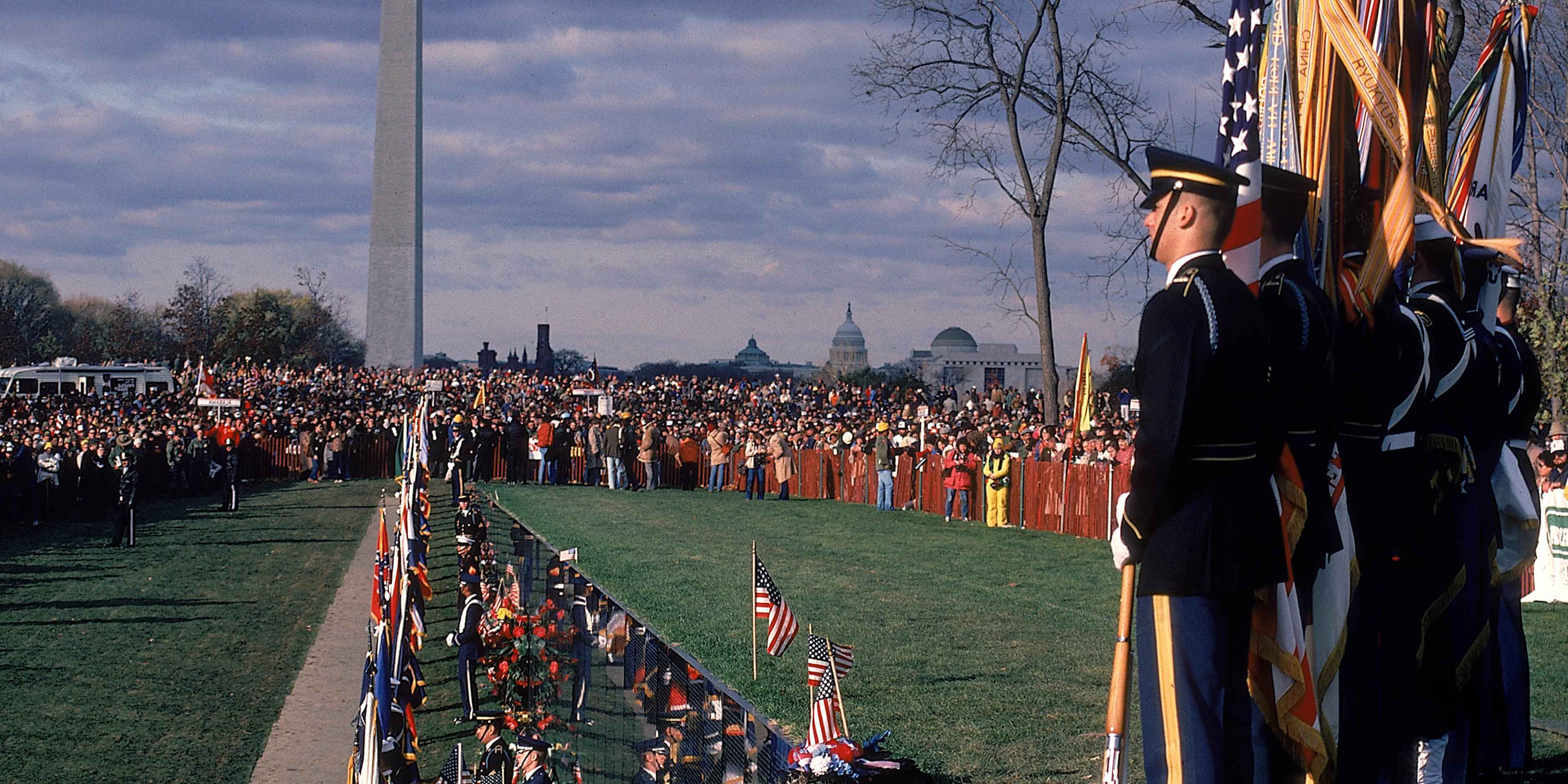 Ceremonies during the dedication of the Vietnam Memorial