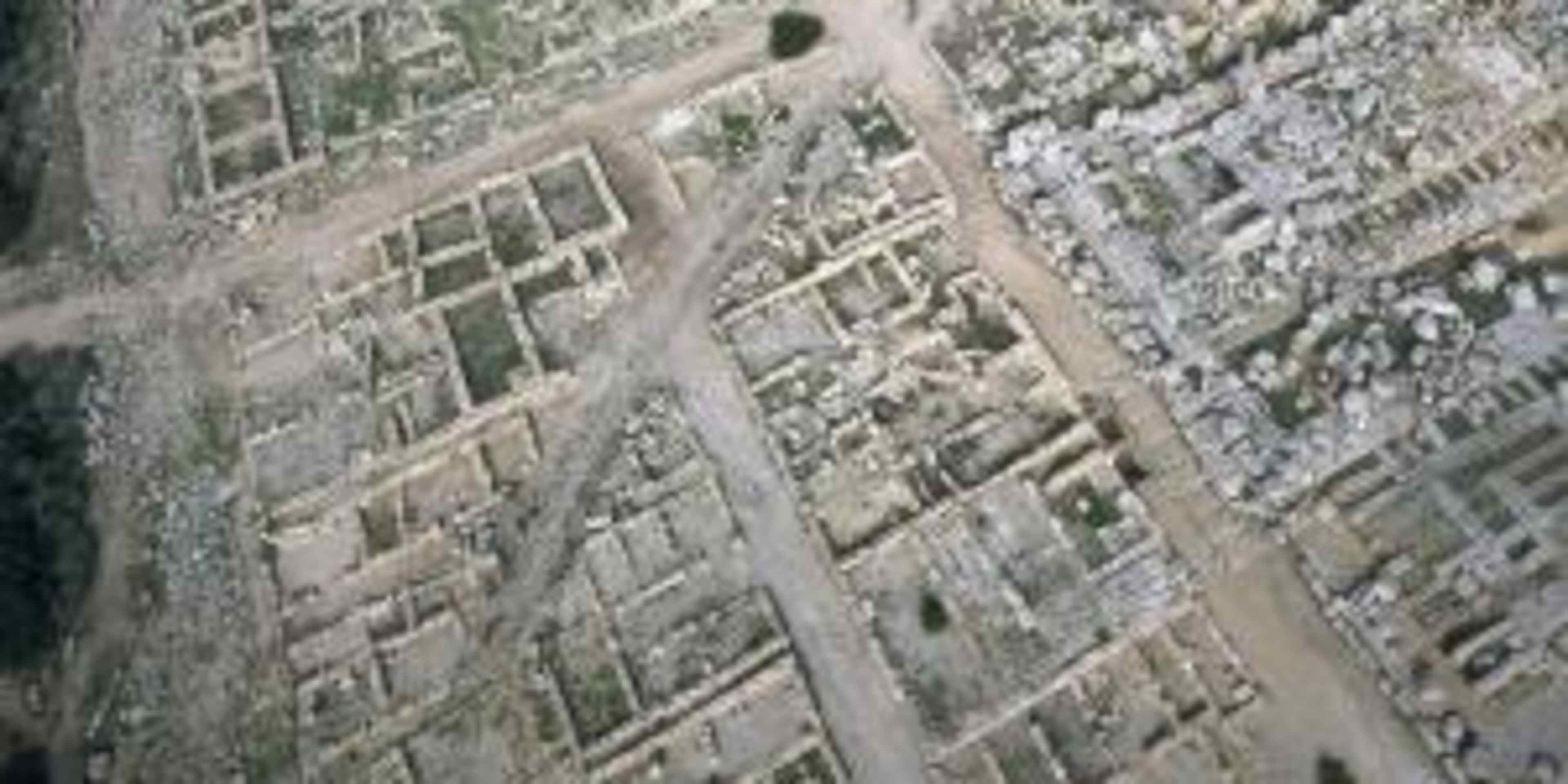 Aerial view of the archaeological site at Selinunte.  (Credit: Folco Quilici/Folco Quilici © Fratelli Alinari/Alinari Archives/Alinari via Getty Images)