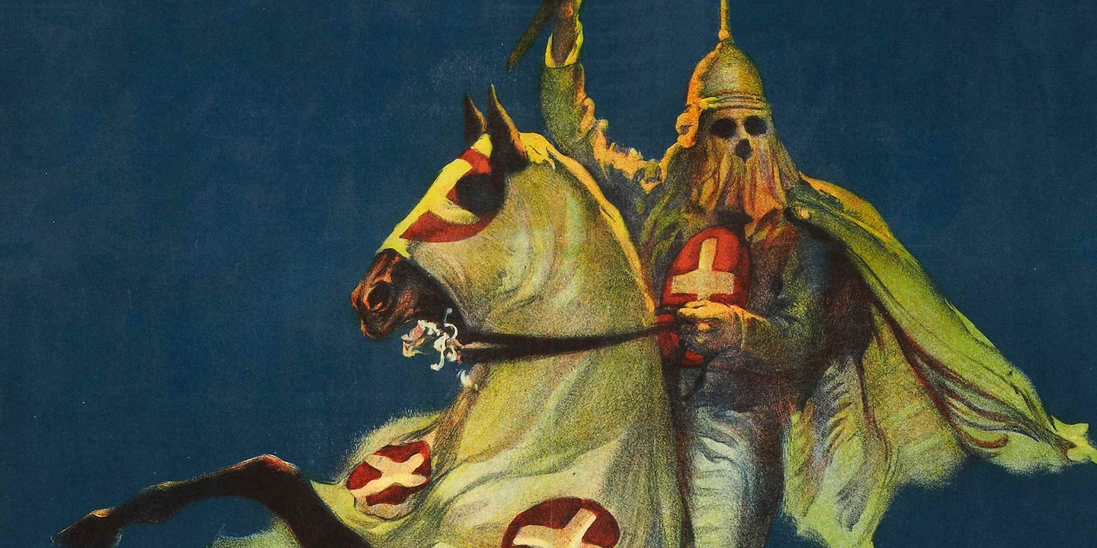 Ku Klux Klan on a poster that advertises the Griffith movie 'The Birth of a Nation,' 1915.