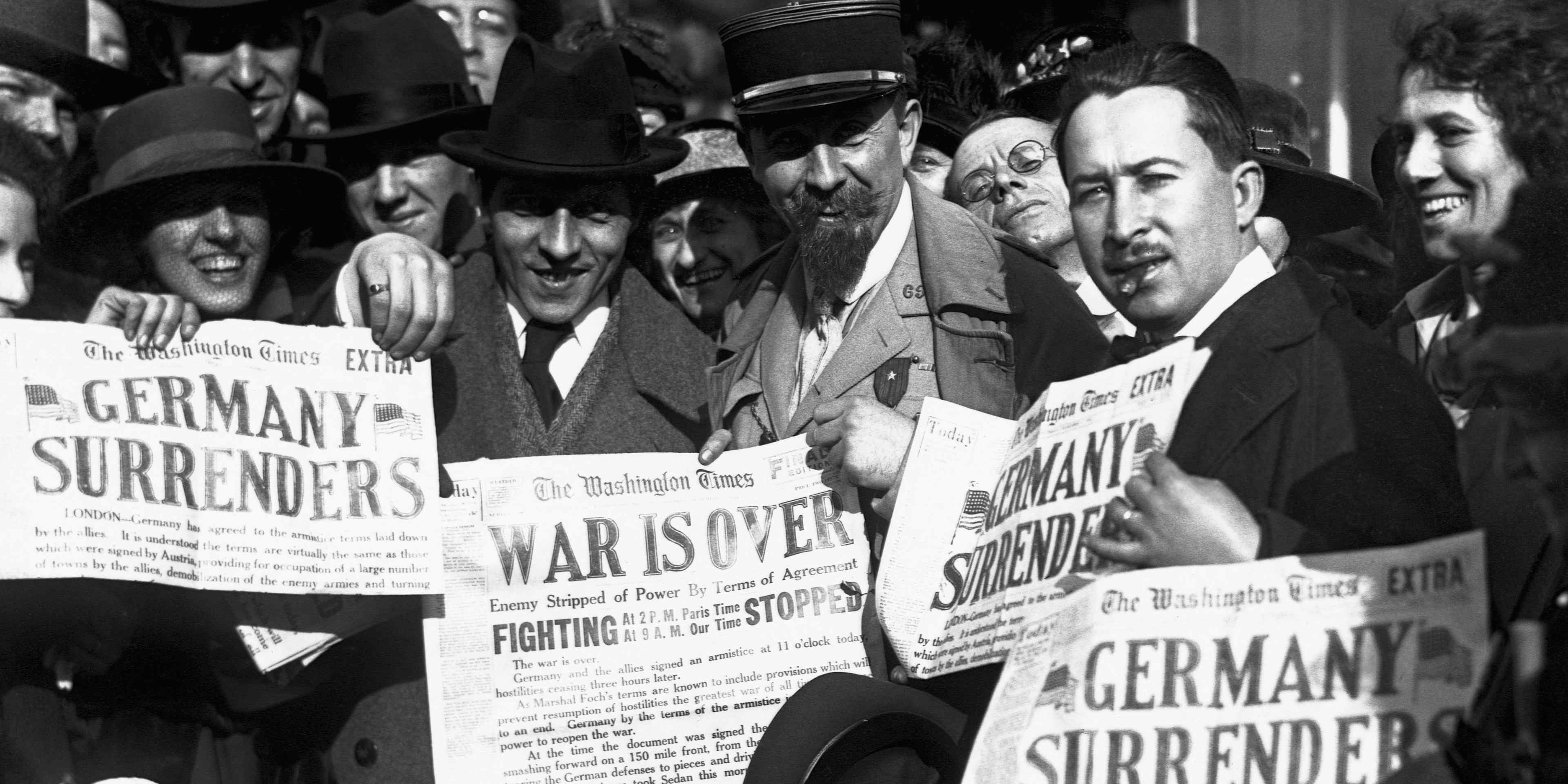 People celebrate the fake WWI armistice