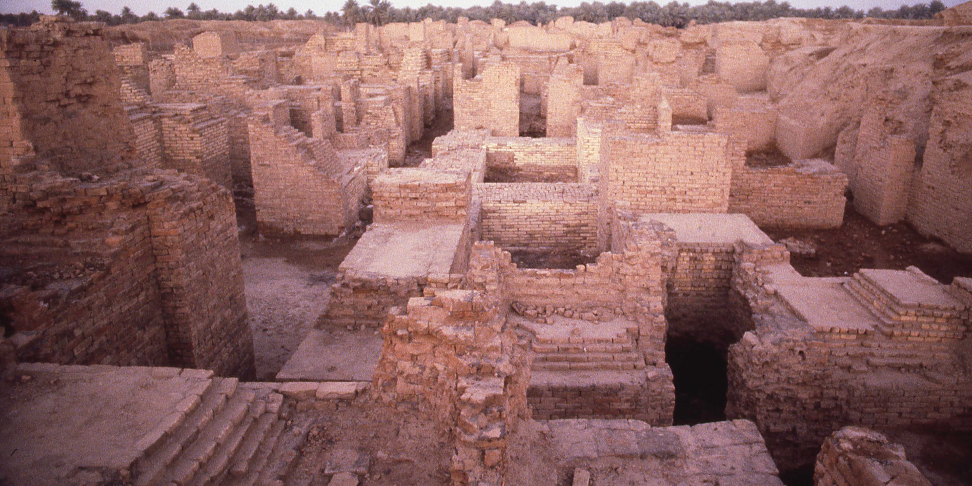 Excavated ruins of ancient city of Babylon in Mesopotamia, Iraq