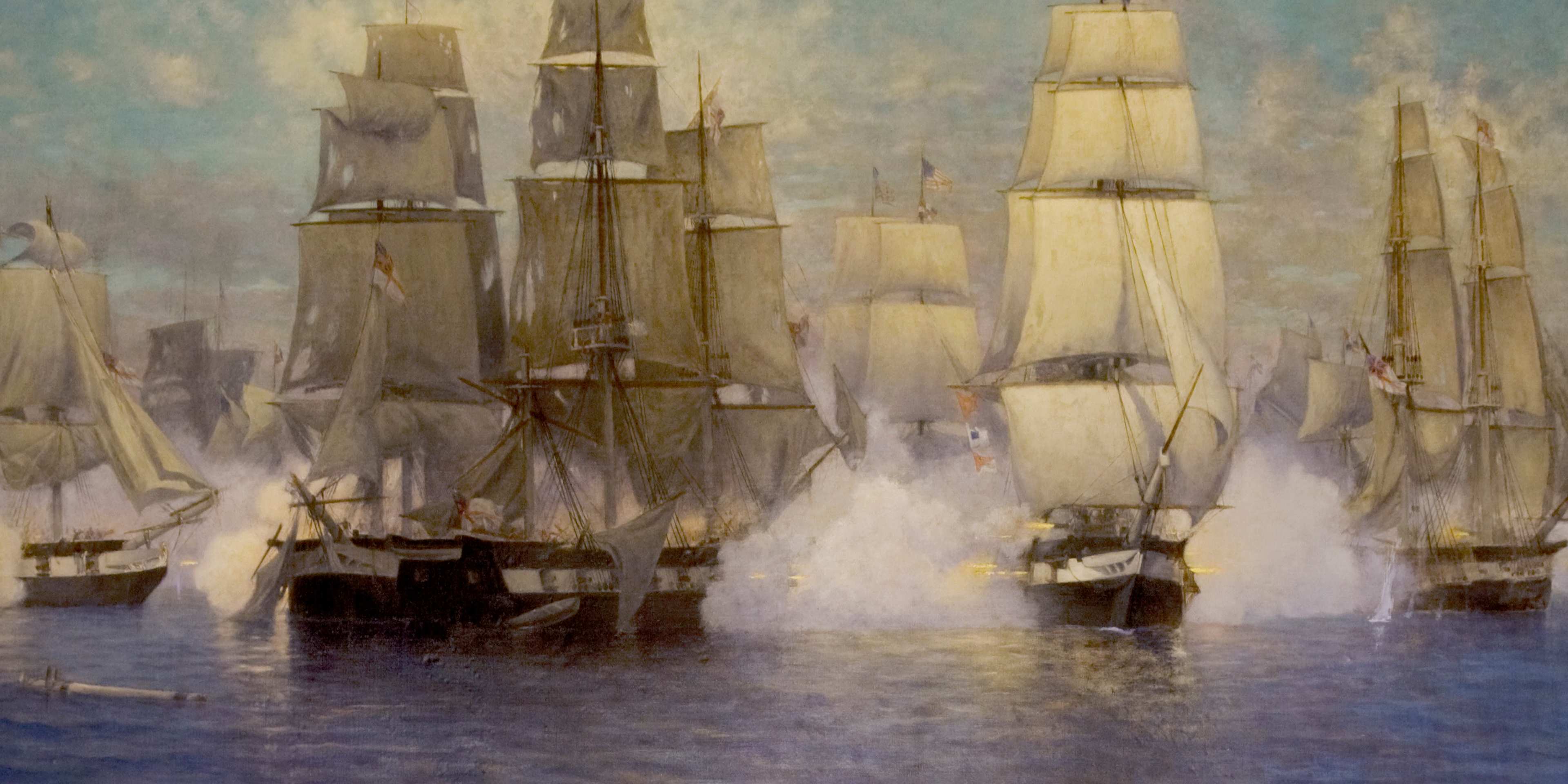 Mural of the Battle of Lake Erie by artist Rufus Zogbaum.